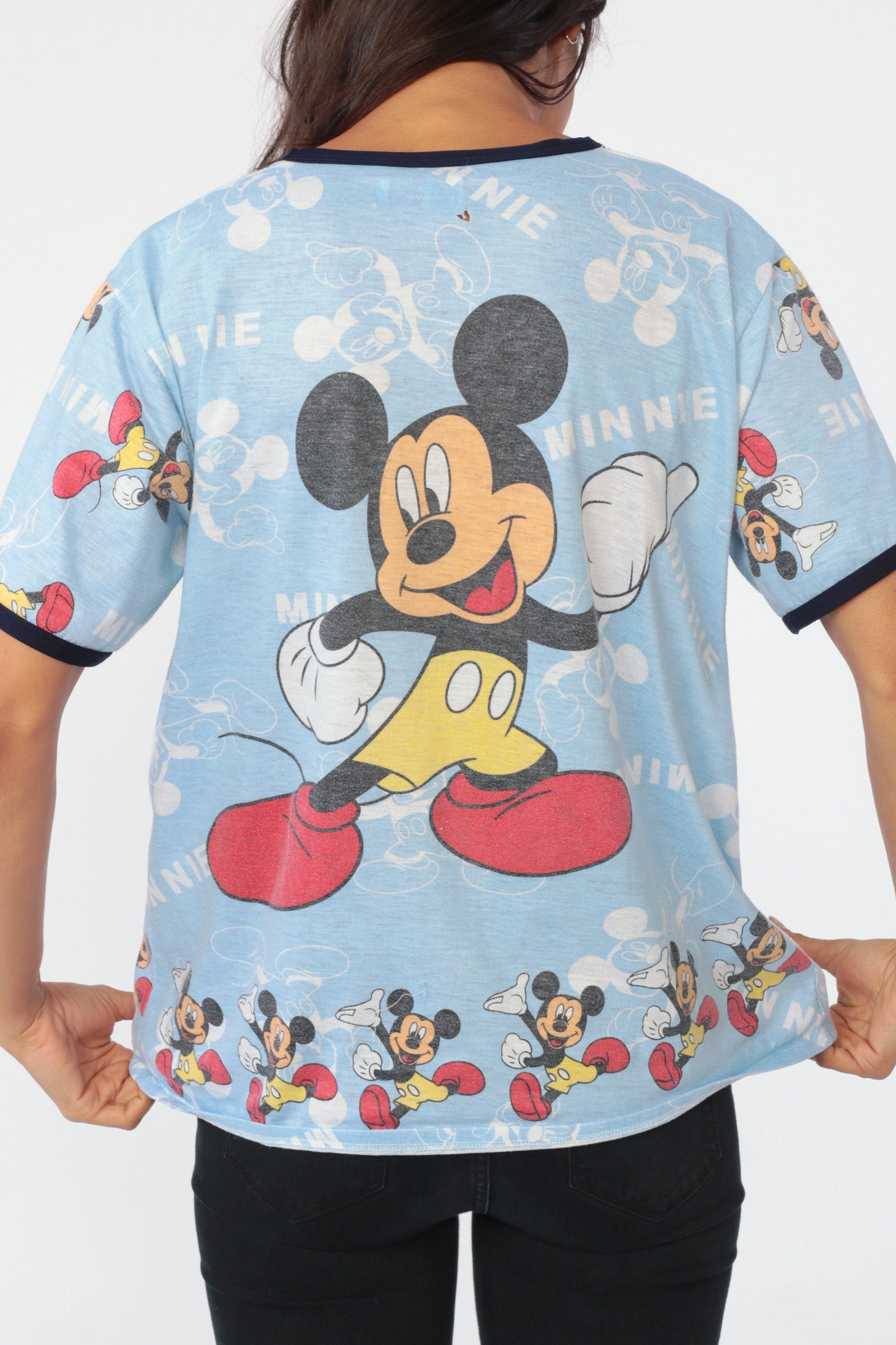 90s Mickey Mouse Disney Ringer T-Shirt Graphic Tee Small
