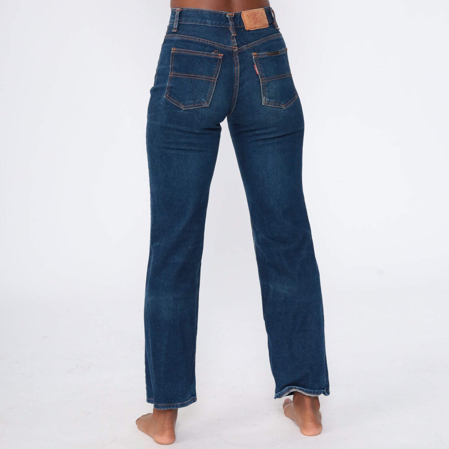 80s Big Stone Dark Blue High Waisted Bootcut Jeans Small 26