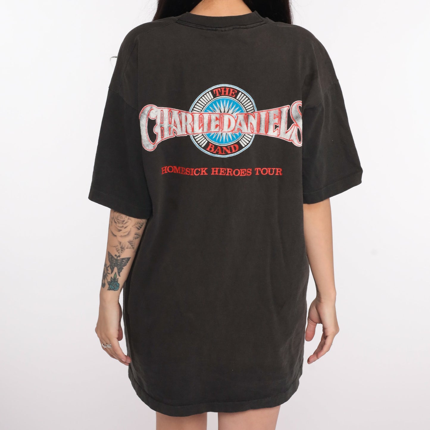 80s Charlie Daniels Band Homesick Heroes Tour Tee Black Cotton Extra Large