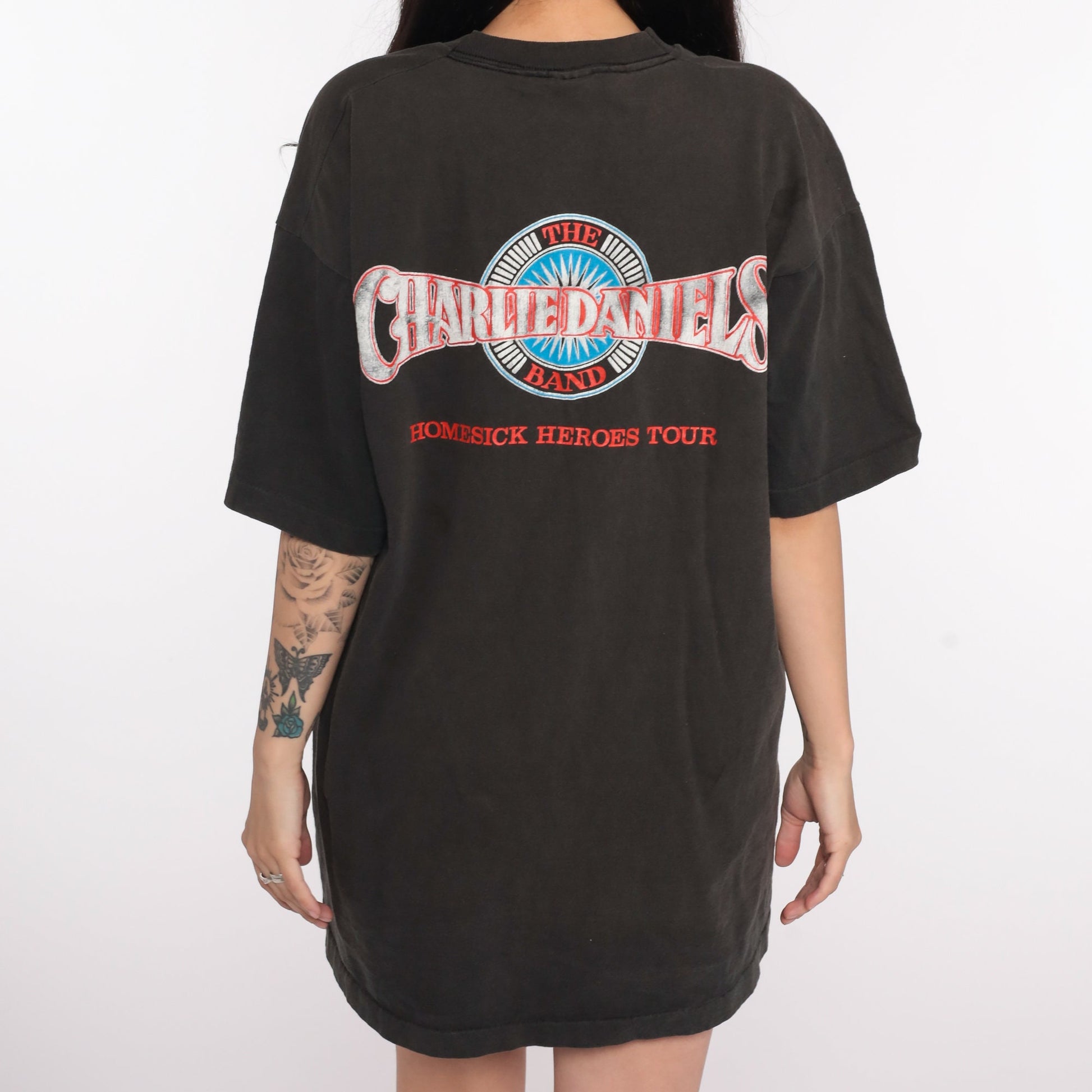 80s Charlie Daniels Band Homesick Heroes Tour Tee Black Cotton Extra Large