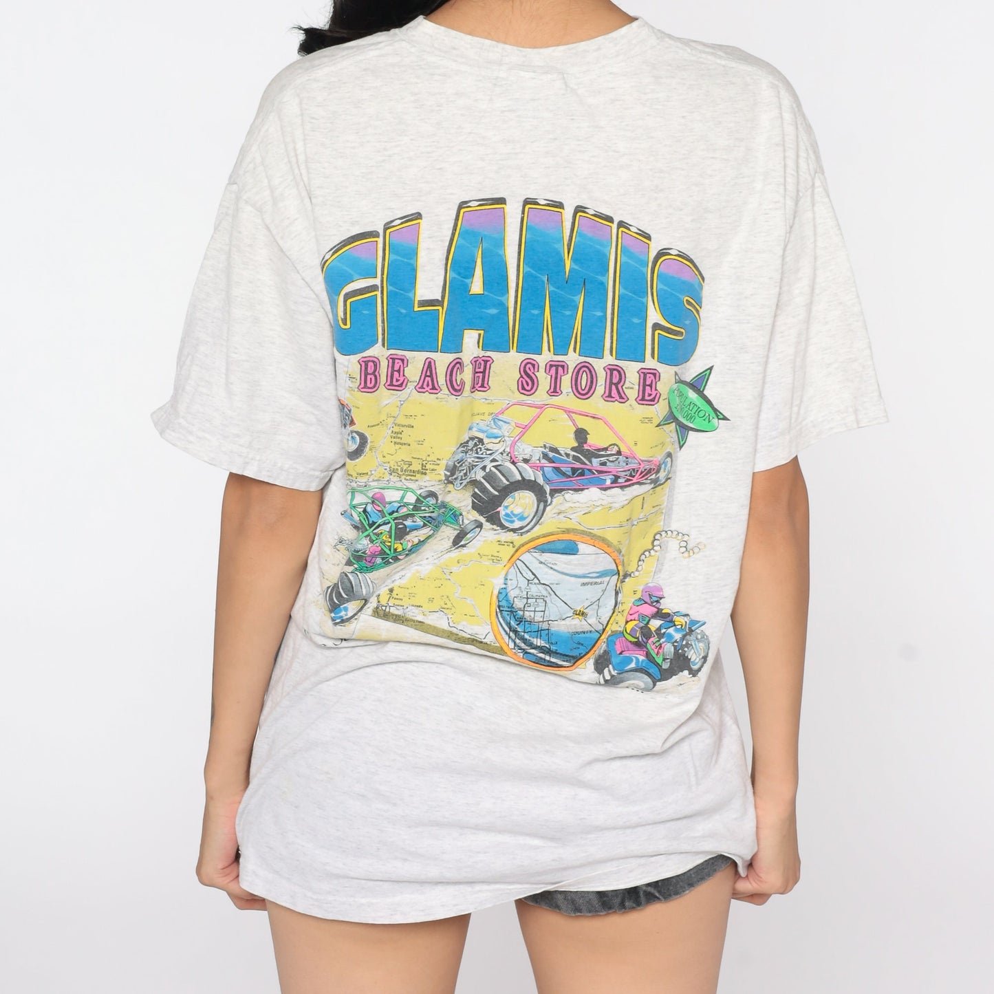 90s Glamis Sportswear Dune Buggy Graphic T-Shirt Cotton Grey Large