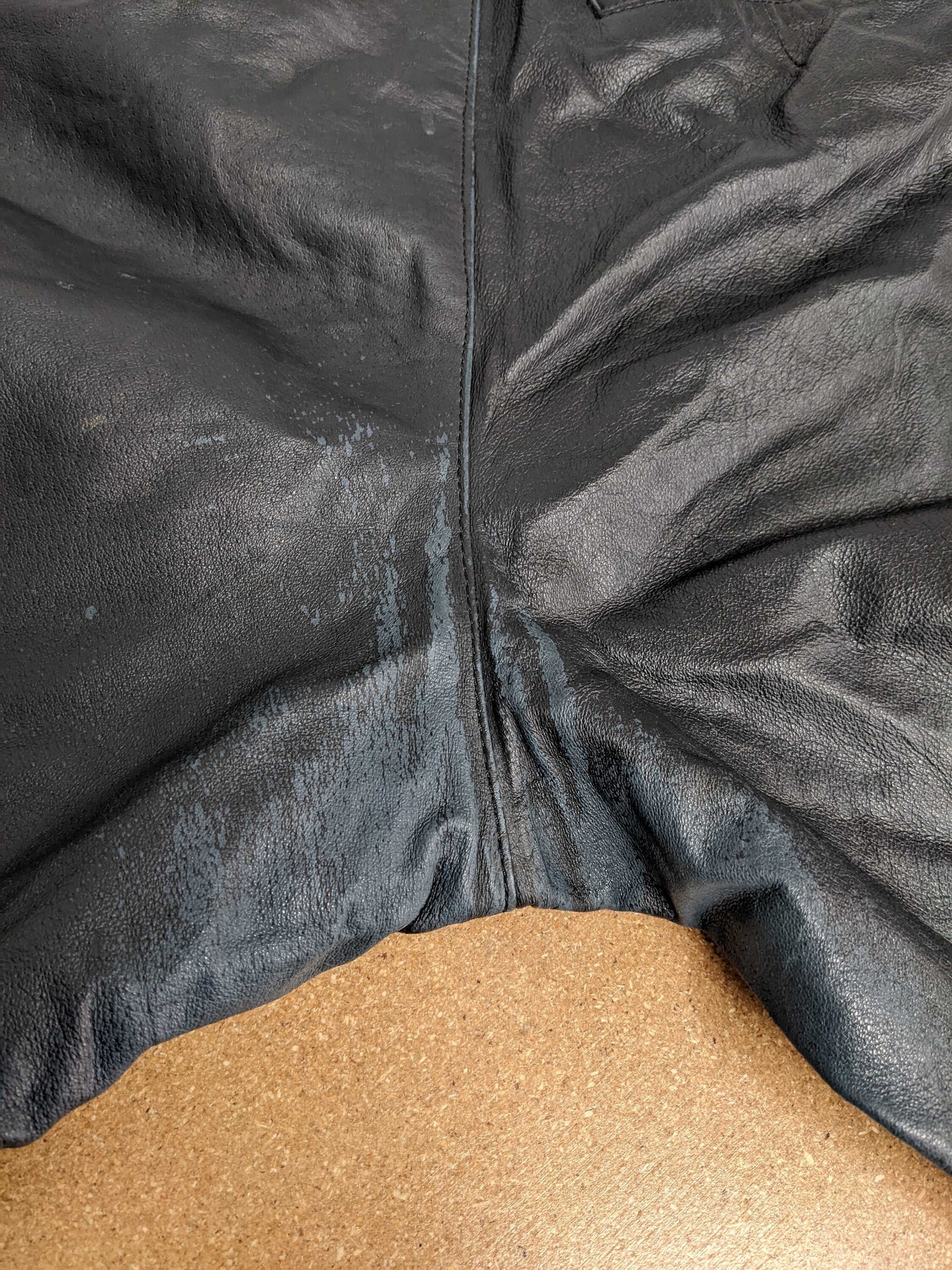 80s Black Leather High-Waist Tapered Pants Medium