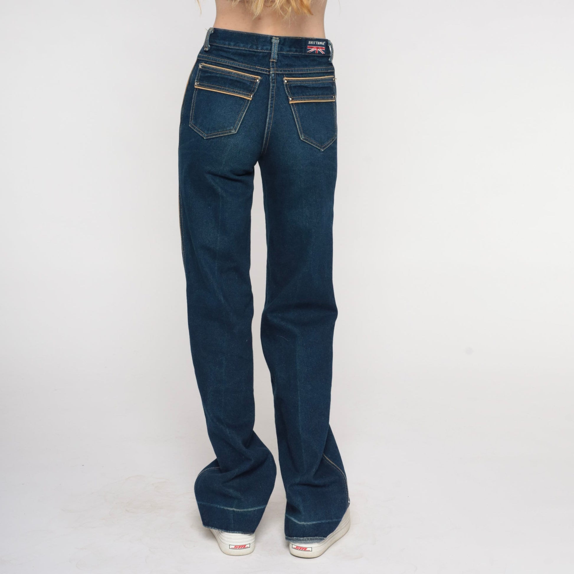 90s Brittania High-Waisted Flare Jeans Dark Blue Denim Extra Small