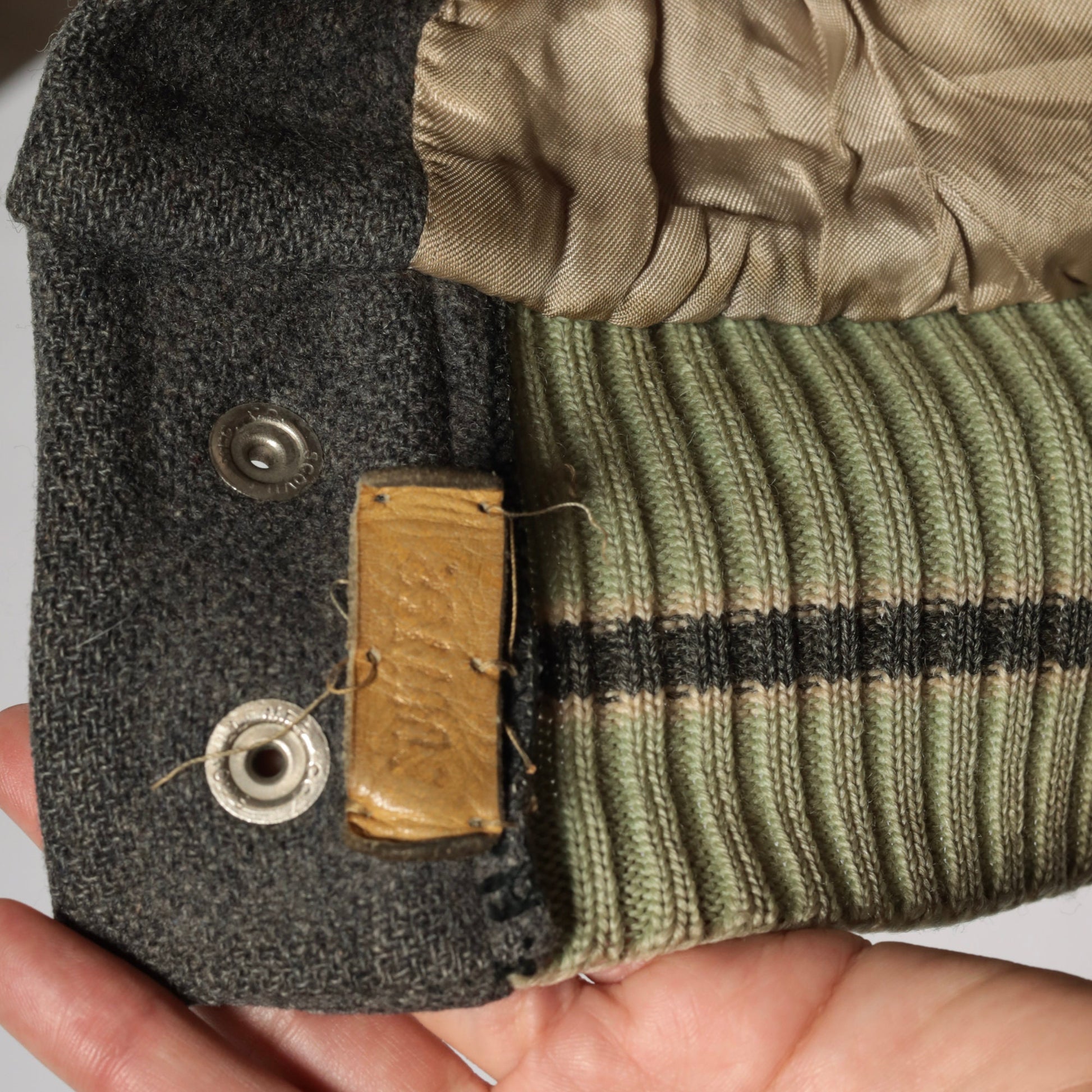 1950s Wool Varsity Jacket Grey Patch Snap Front Men's Medium