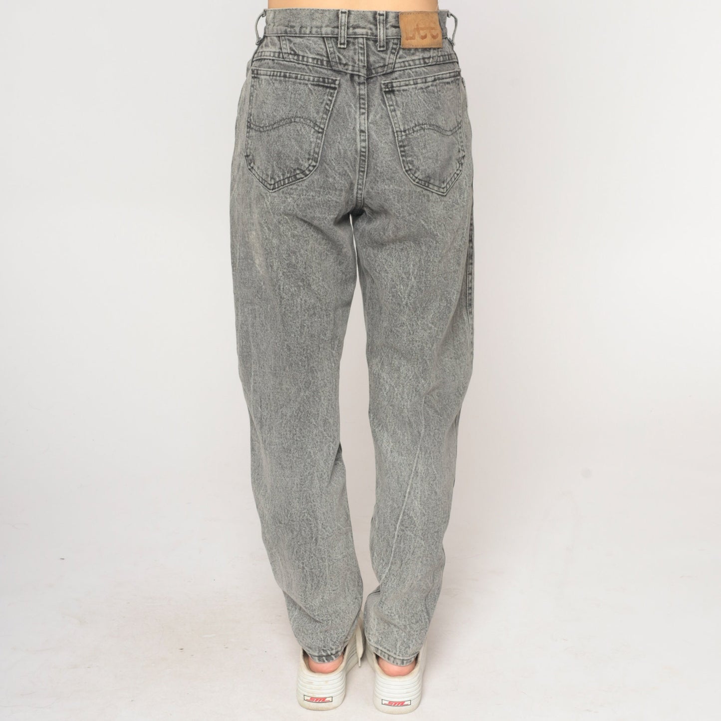 90s Lee Mom Jeans Grey Acid Wash High Waist Denim Extra Small