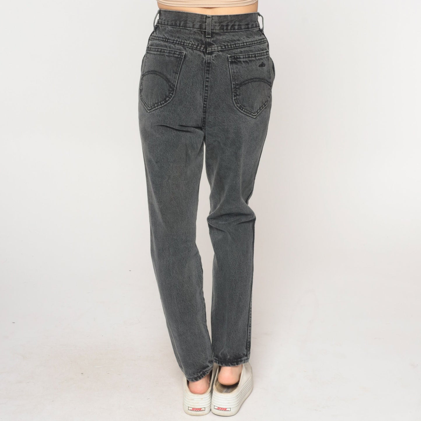 90s Black Tapered High-Waist Denim Jeans Extra Small XS