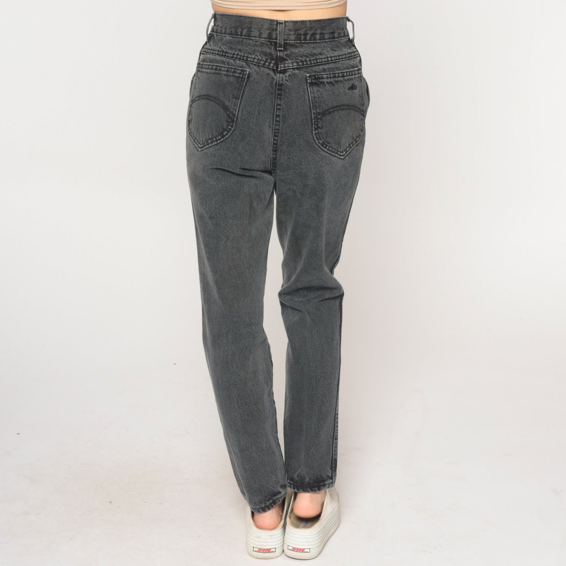90s Black Tapered High-Waist Denim Jeans Extra Small XS