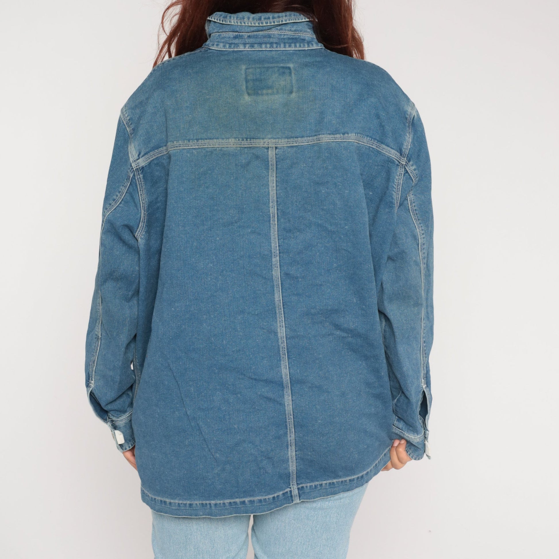 00s Lauren Jeans Co. Blue Denim Snap Jacket Plus Size XXL