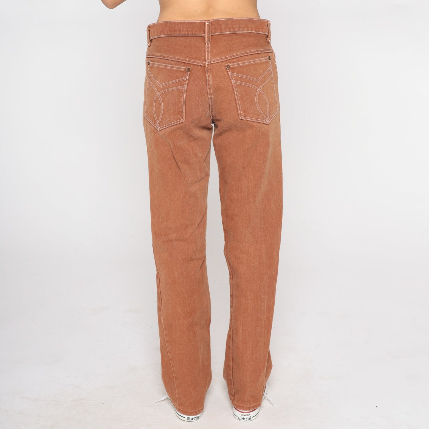 80s Brown Denim High-Waist Straight-Leg Jeans Small