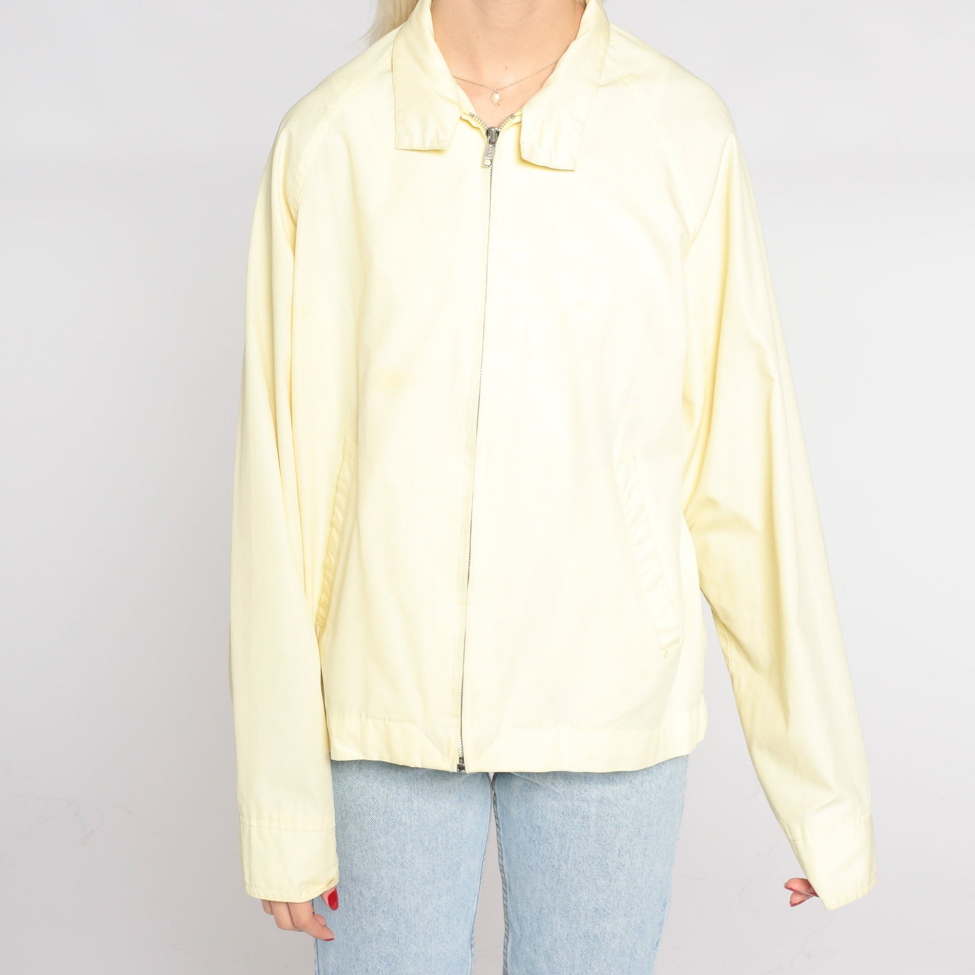 80s Sears Yellow Windbreaker Zip-Up Jacket Medium Large