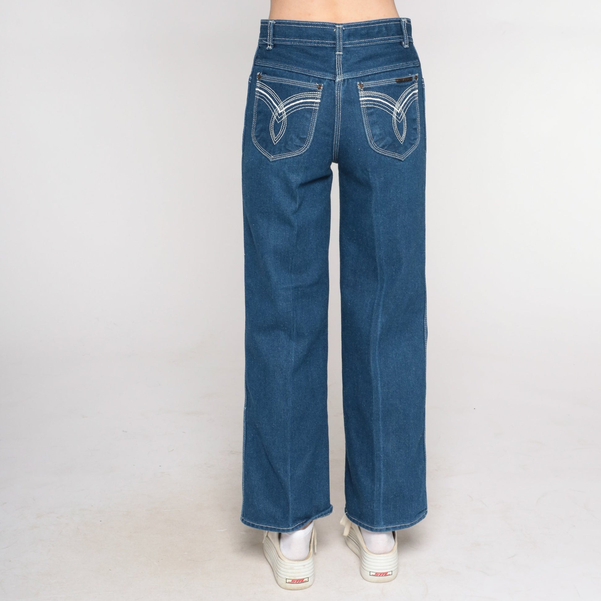 80s Delance High-Waist Straight-Leg Jeans Dark Blue Denim Small