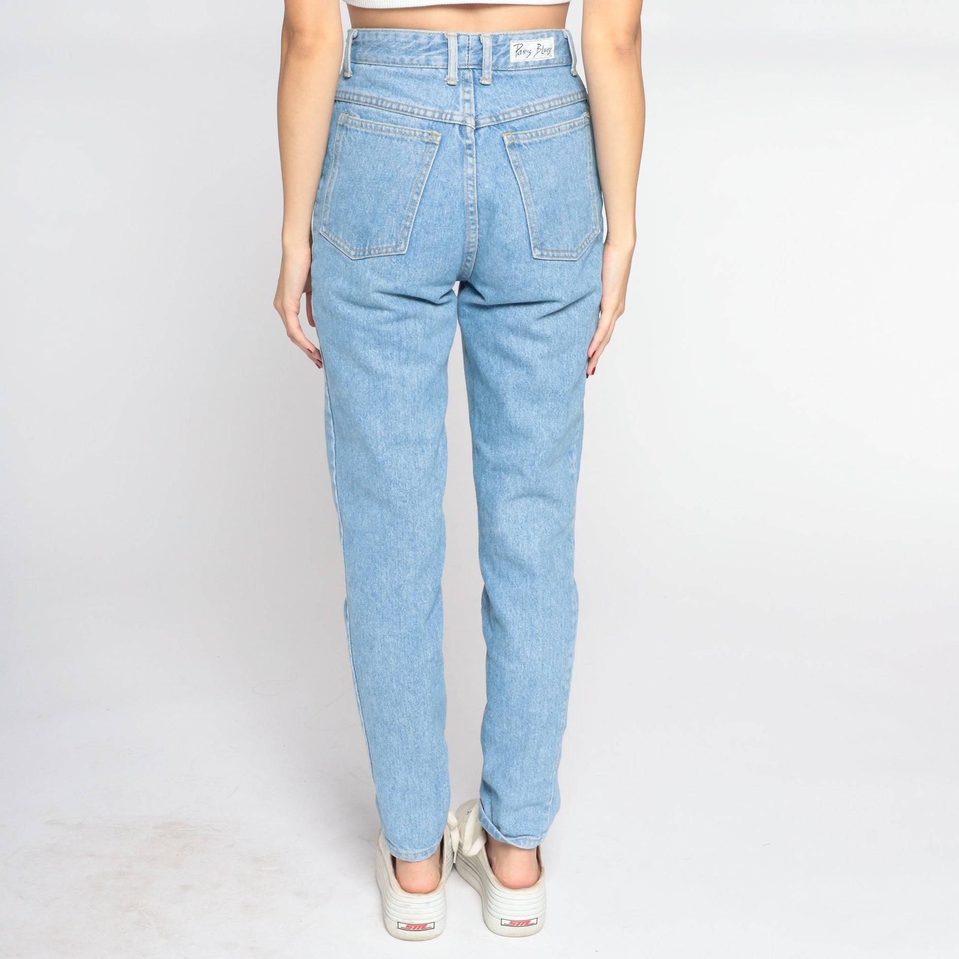 90s Paris Blues High Waist Tapered Mom Jeans Blue Denim Extra Small