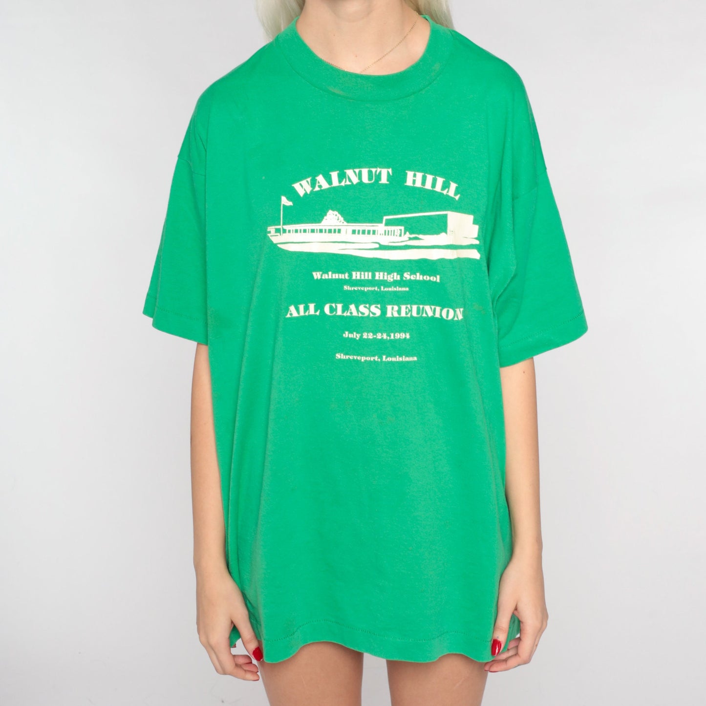 1994 Walnut Hill High School Reunion Hornets Graphic Tee Green Single Stitch XL