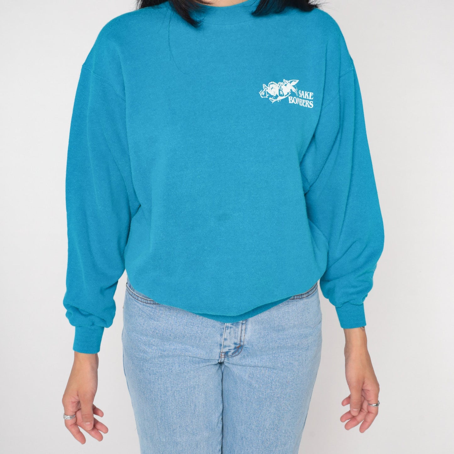 90s Sake Bombers Graphic Sweatshirt Blue Crewneck Medium