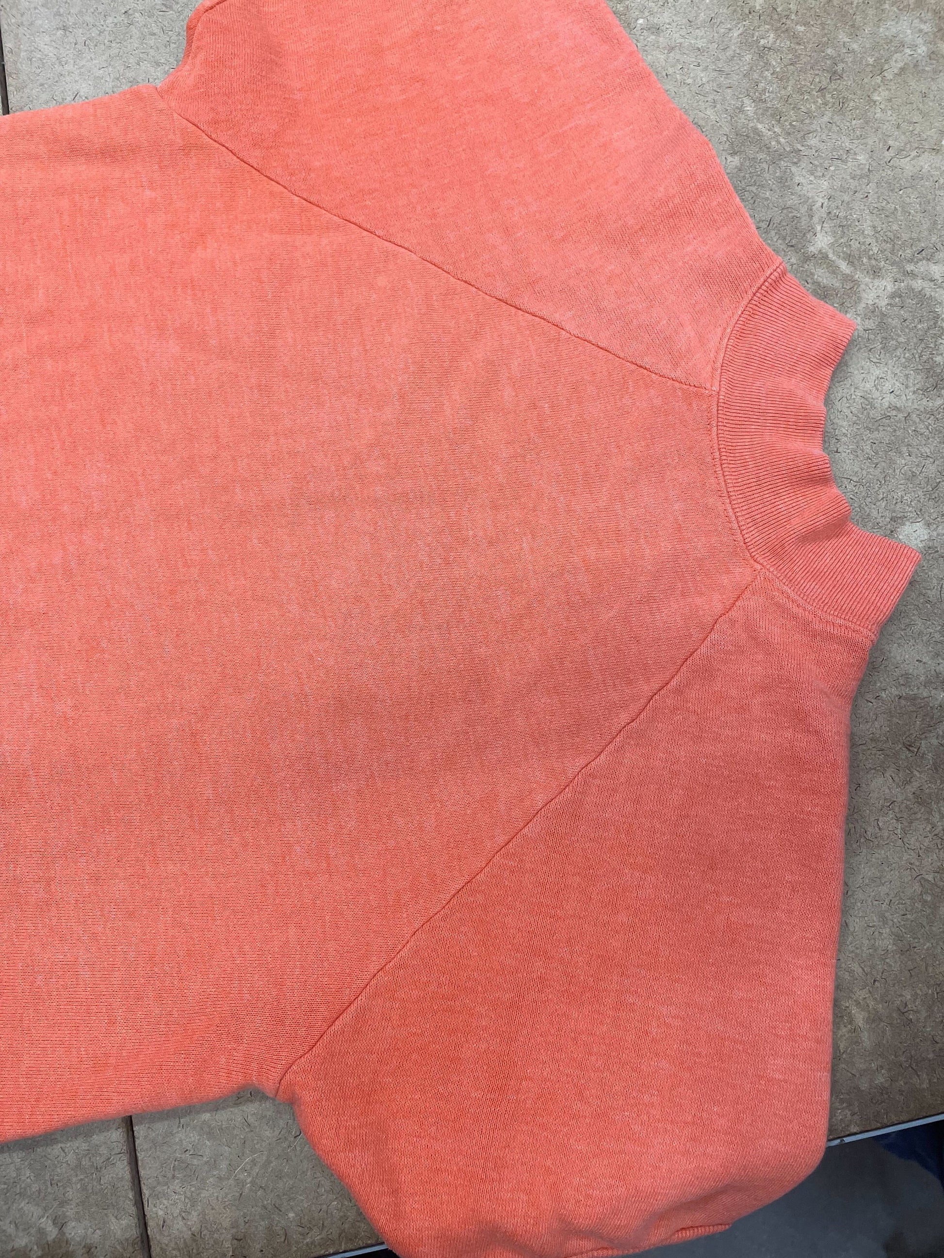 80s Coral Mock Neck Raglan Sweatshirt Short Sleeve Pink Top Extra Small XS
