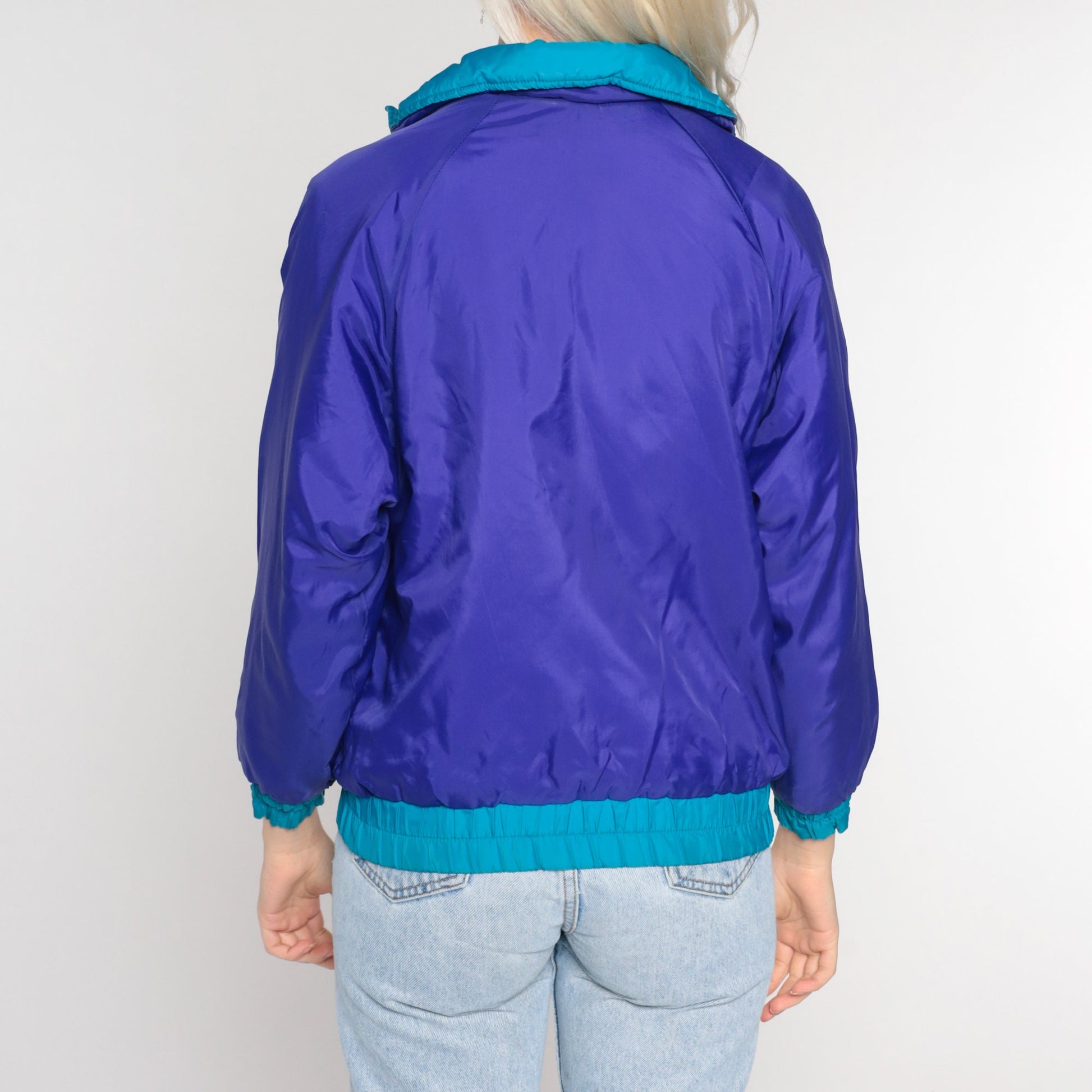 90s Columbia Reversible Windbreaker Jacket Turquoise Purple Extra Small XS