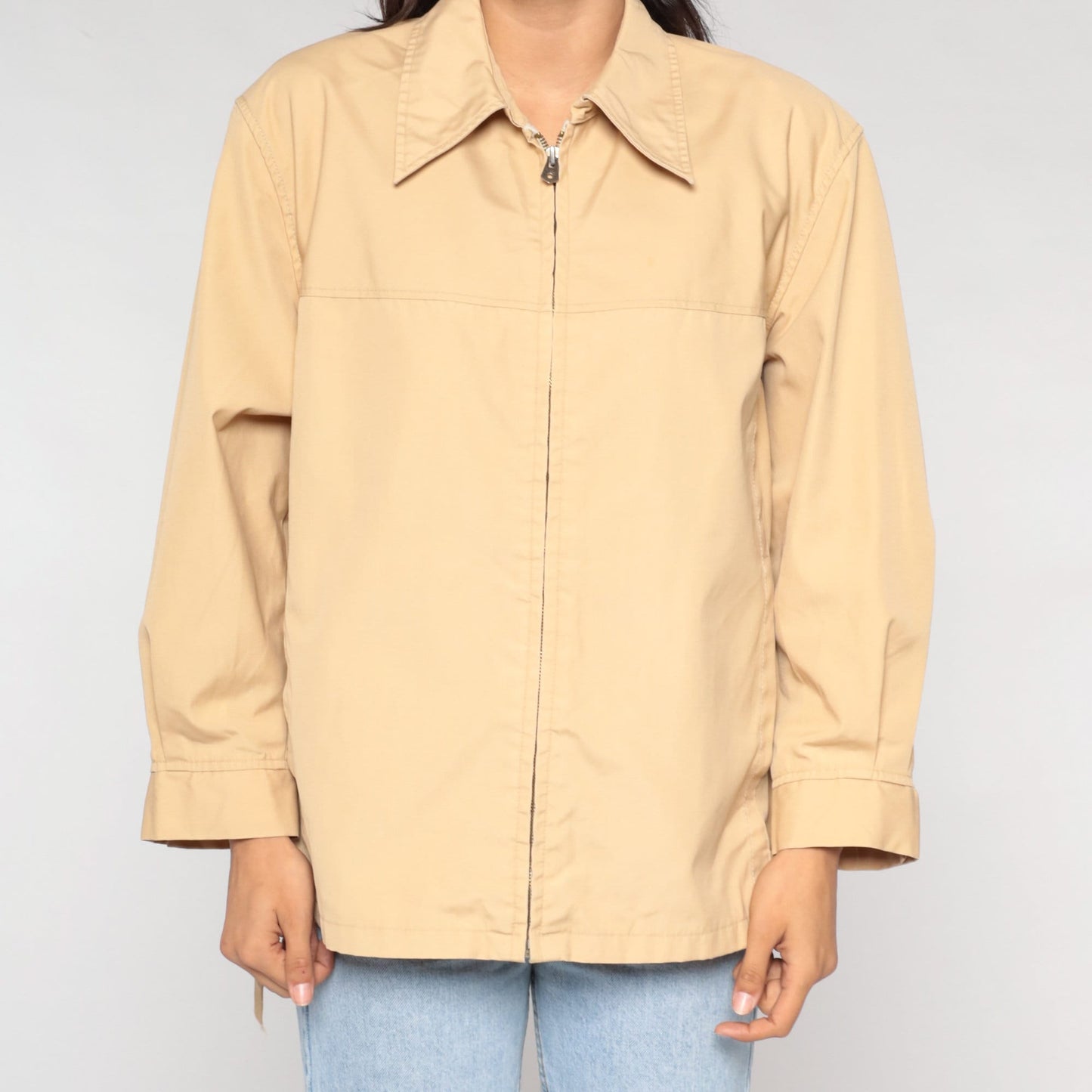 70s Arnold Palmer Tan Windbreaker Zip Jacket Men's Large