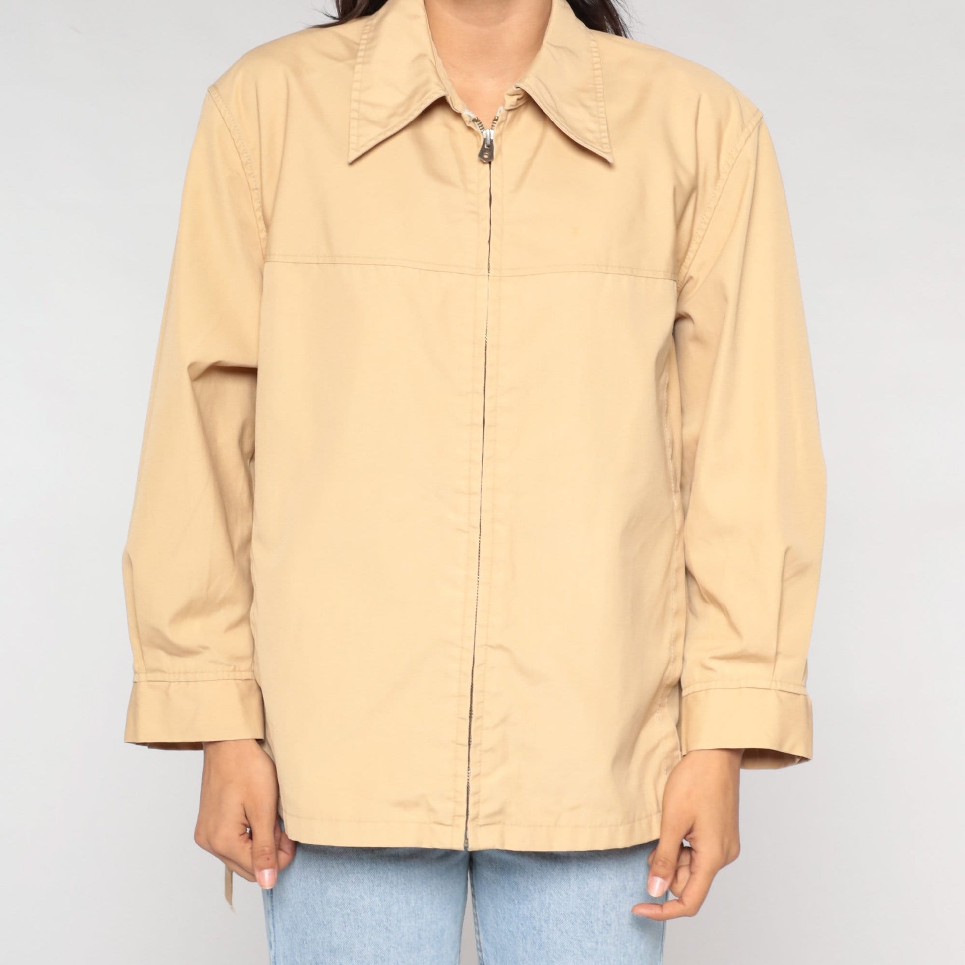 70s Arnold Palmer Tan Windbreaker Zip Jacket Men's Large