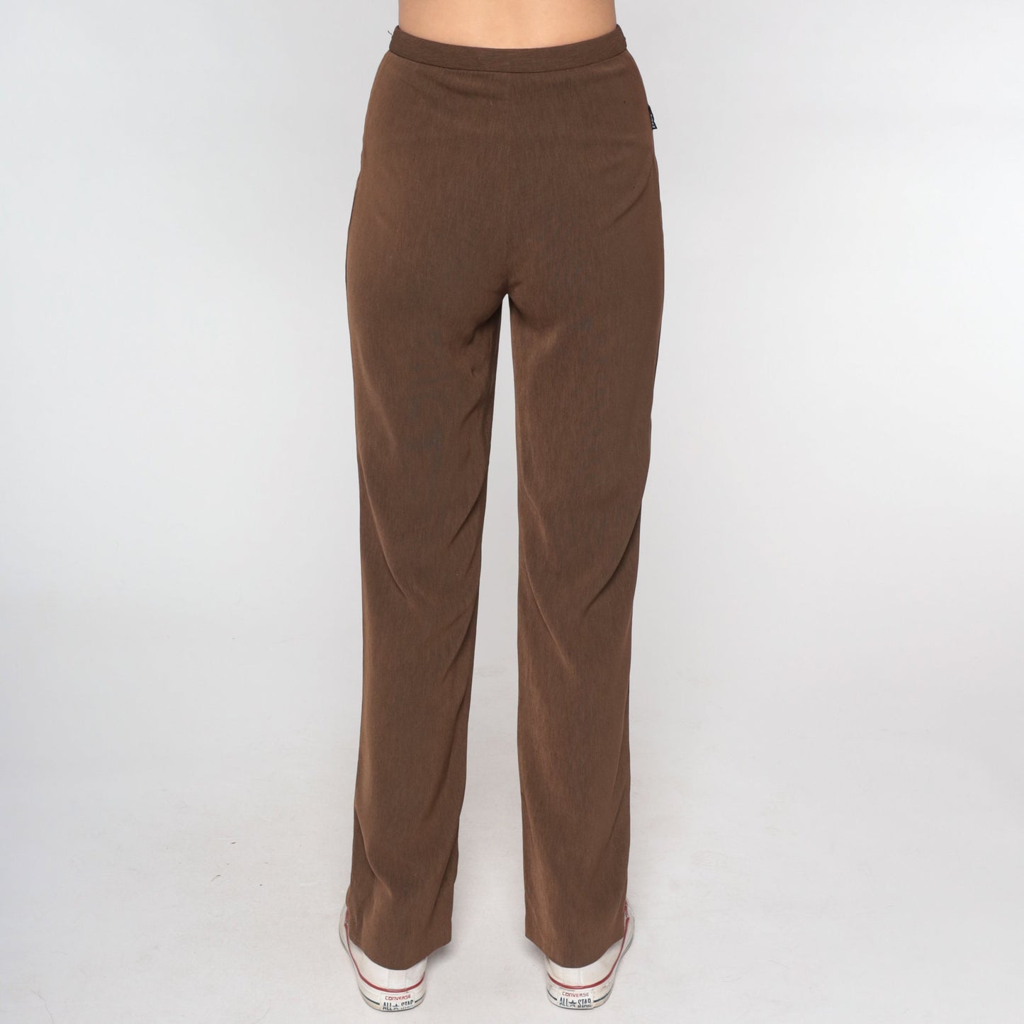 Y2K Brown High-Waisted Straight Leg Pants Sparkly Squiggle XS