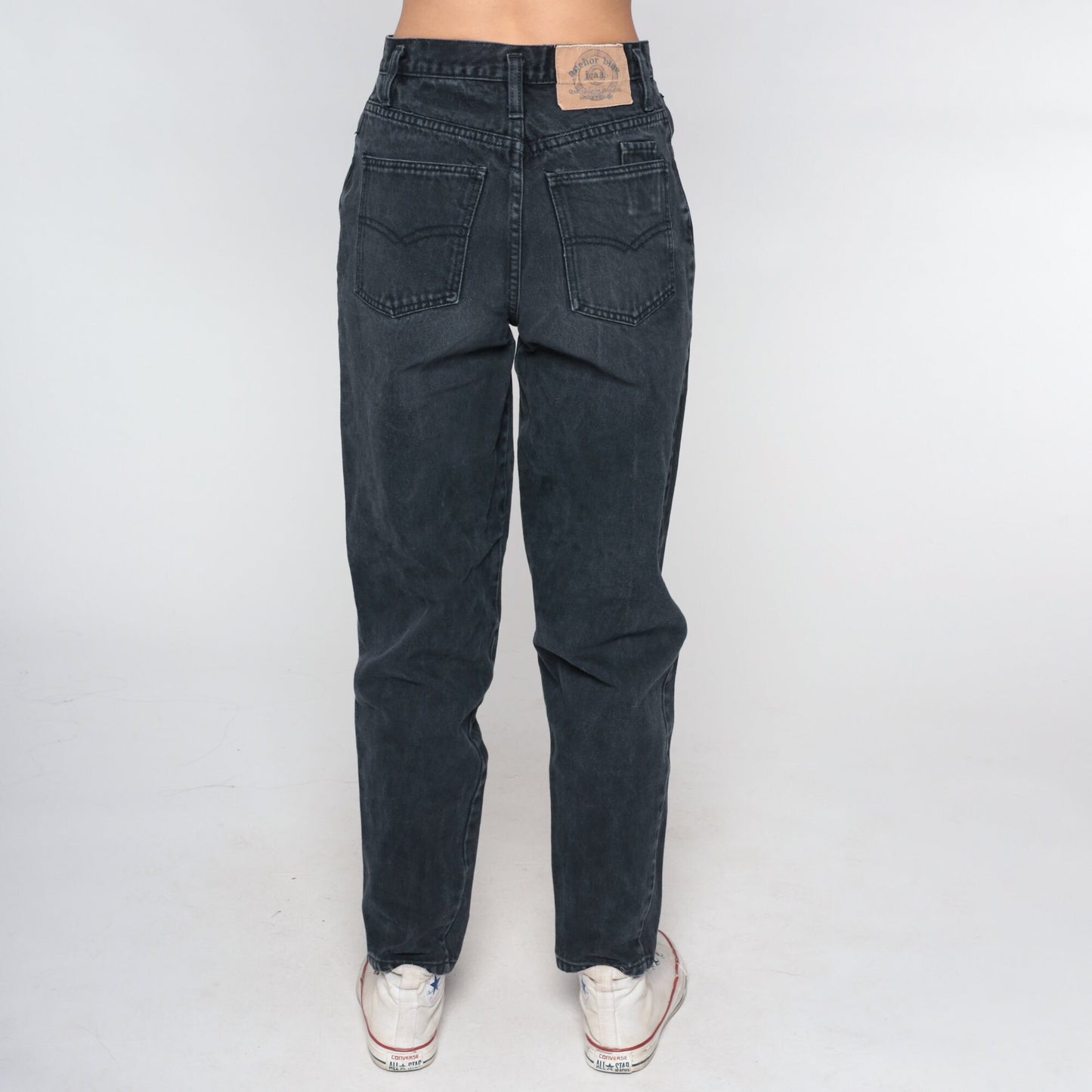 00s Anchor Blue Black High Rise Straight Leg Jeans Tapered Small 27