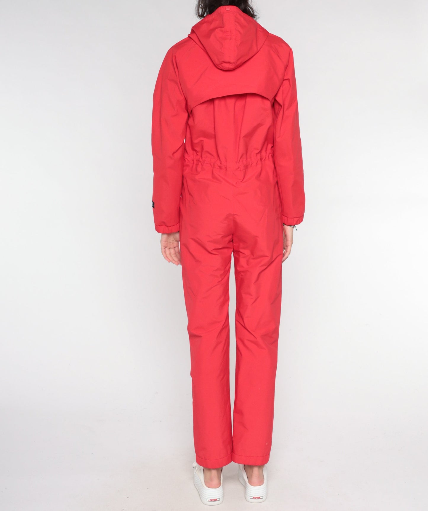 80s Fera Red Gortex Hooded Ski Suit One-Piece Snowsuit Extra Small