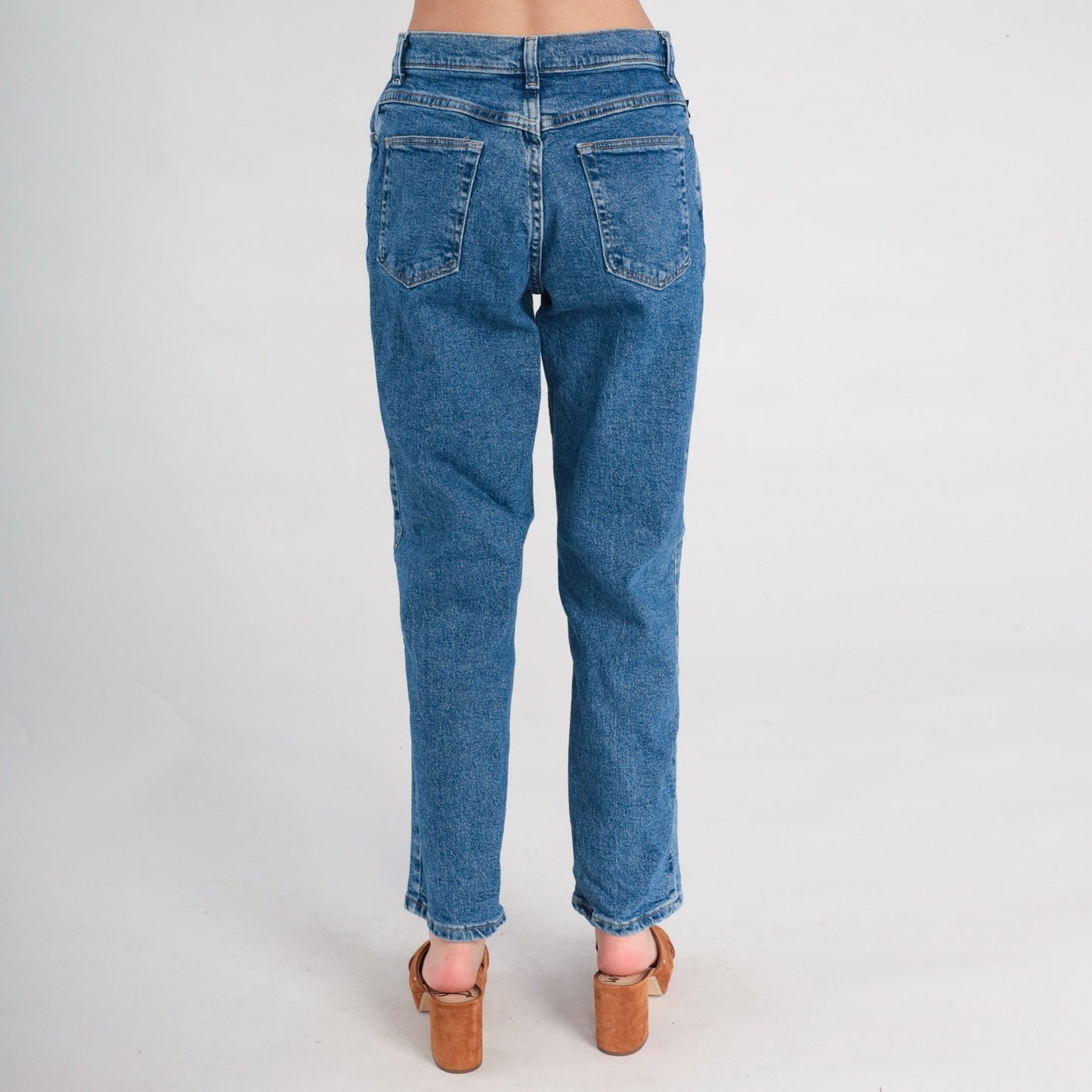 90s Blue Denim Tapered Mom Jeans Mid Rise Medium 8