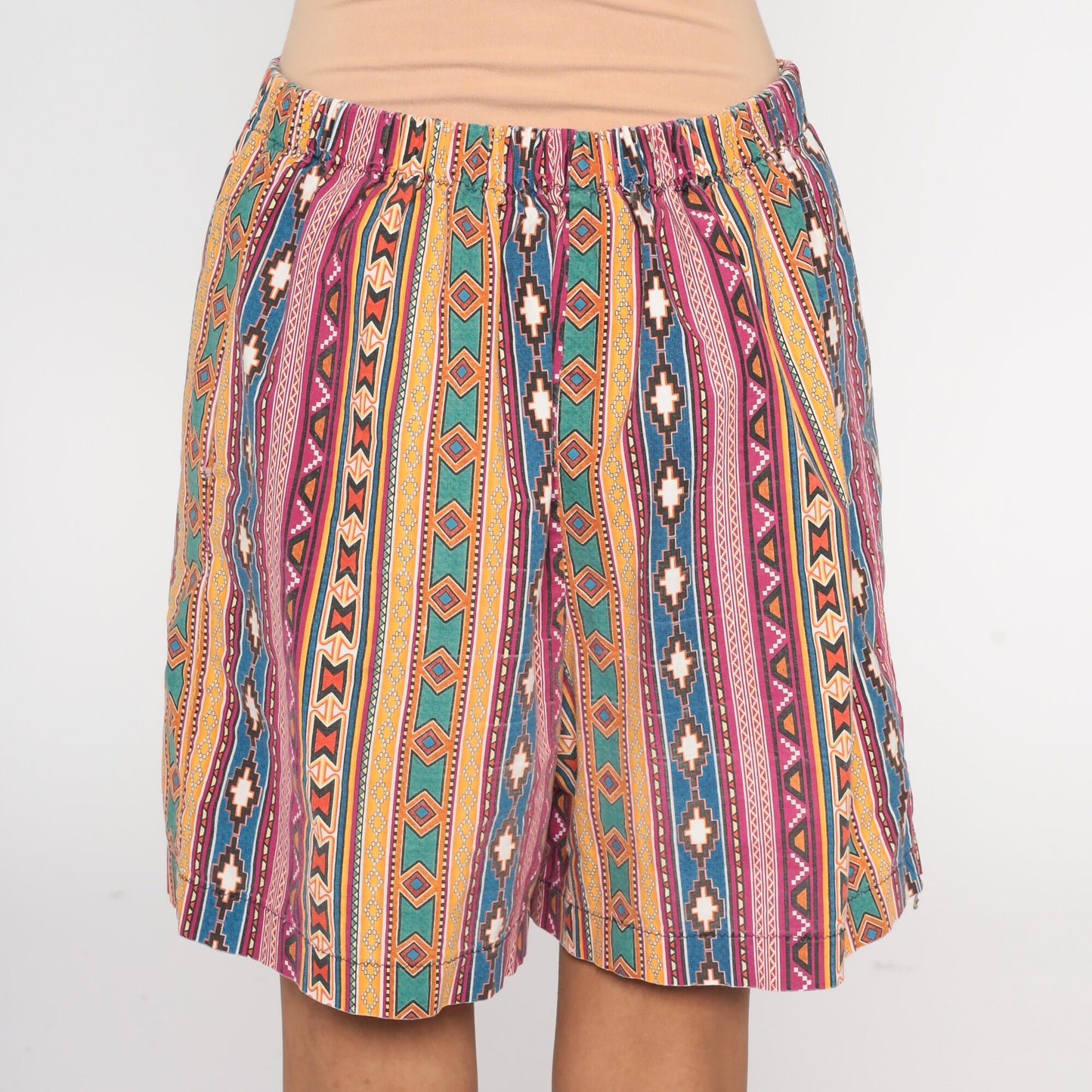 90s Southwestern Geometric Striped Mini Skort High Waisted Medium