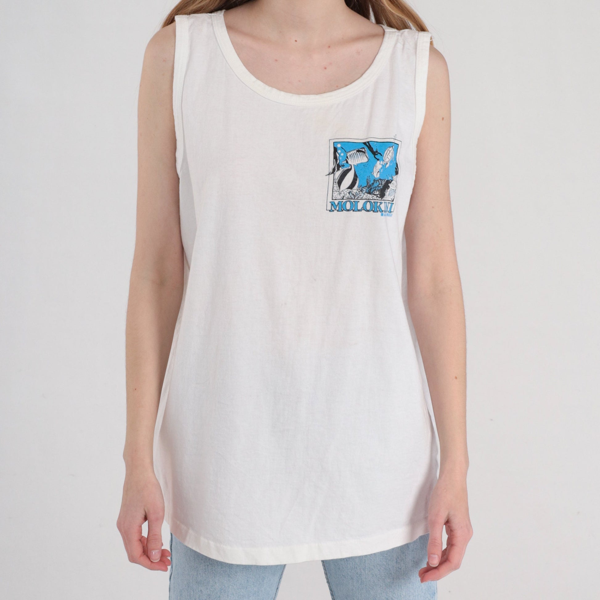 90s Molokini Maui Tank Top Tropical Fish Graphic Tee XL