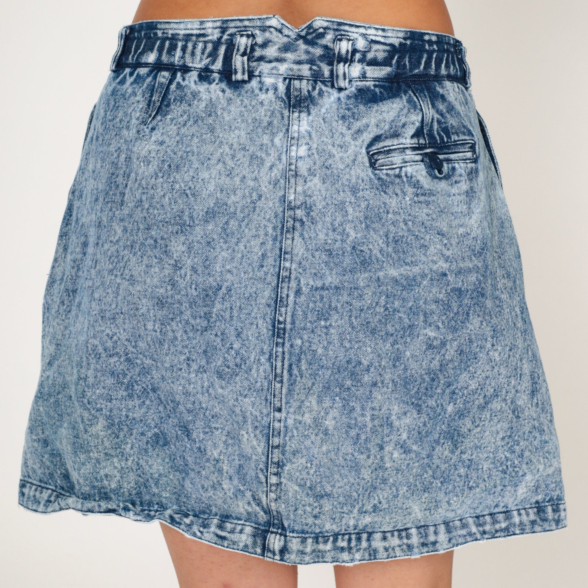 90s Nike Challenge Court Acid Wash Denim Mini Skirt High Waisted Blue Large L