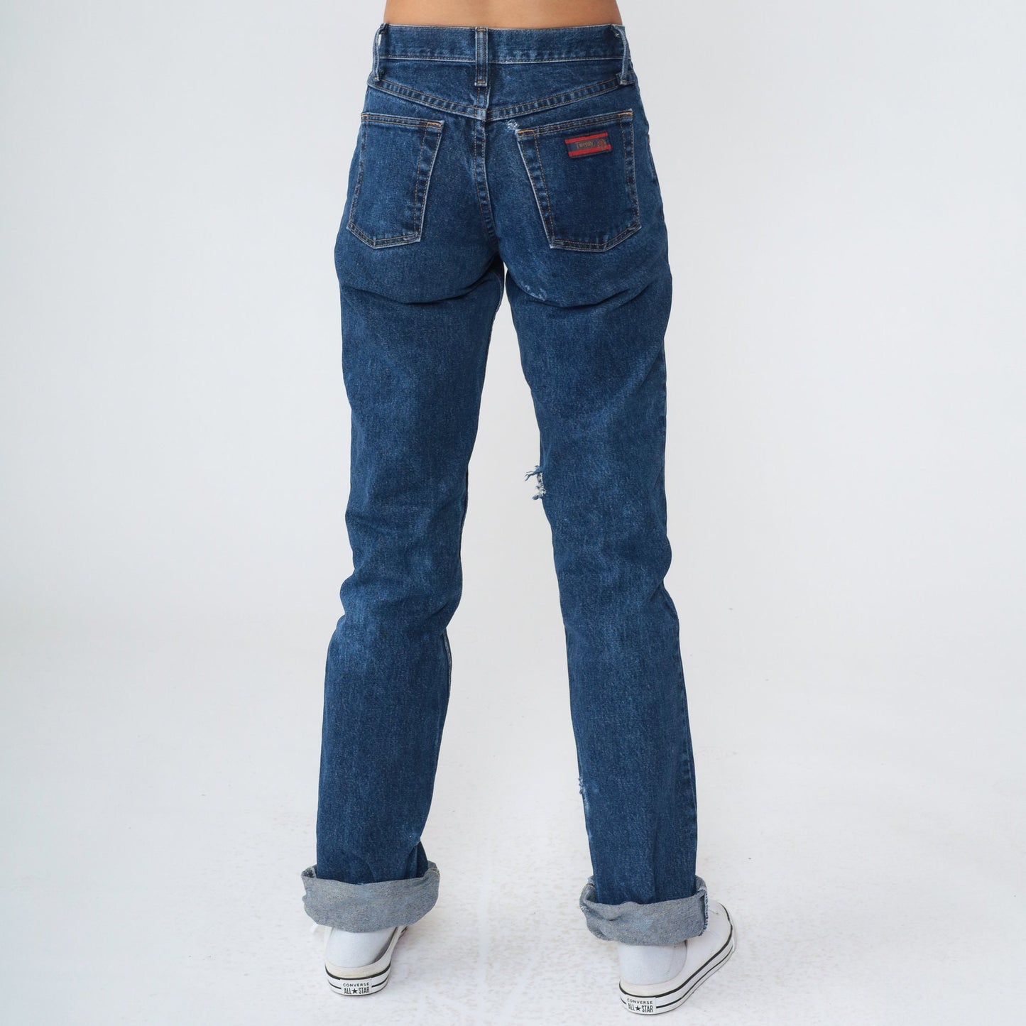 00s Twenty X Dark Wash Jeans Low Rise Straight Leg Distressed Extra Small