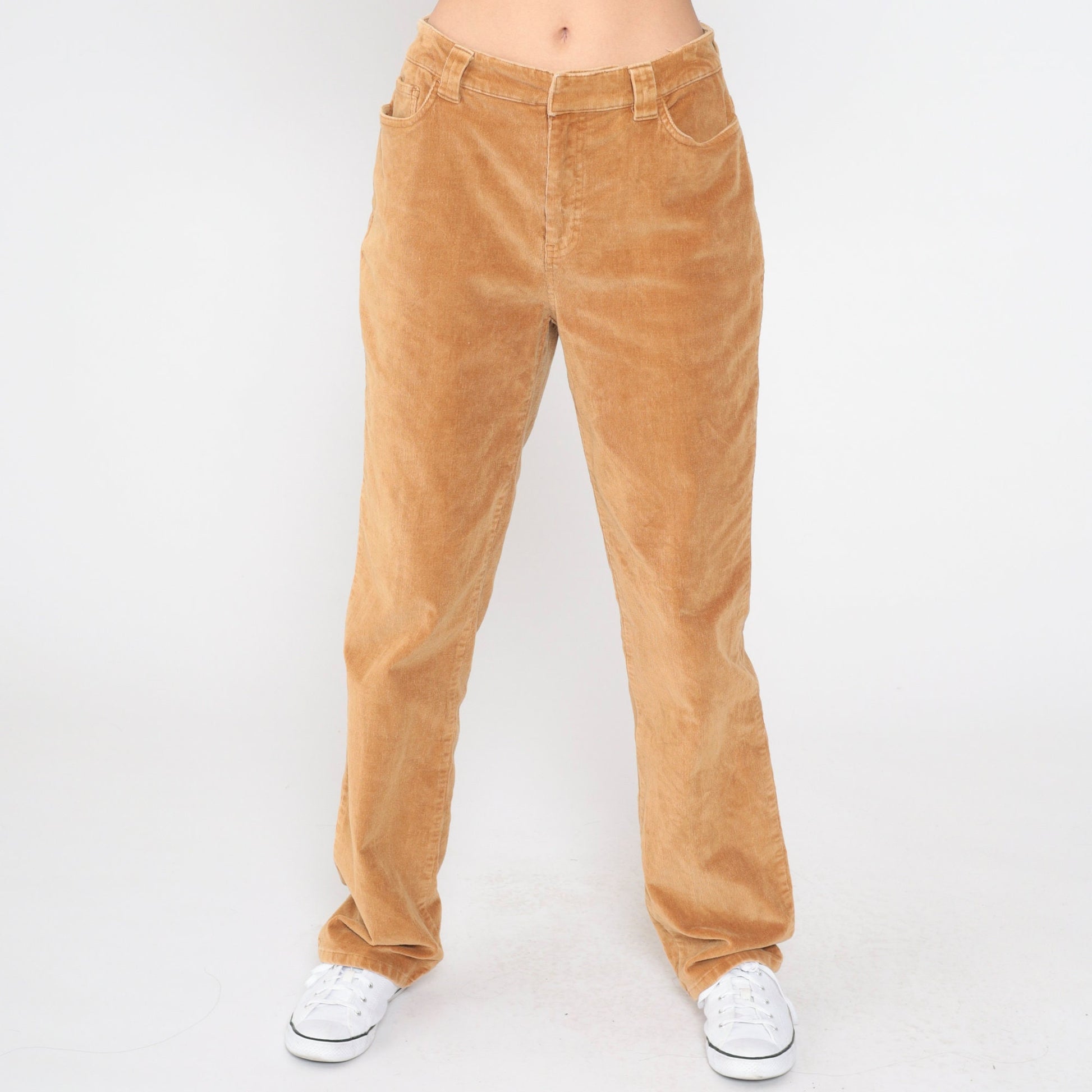 00s St. John's Bay Golden Brown Corduroy Pants Straight Leg Mid Rise Small 6