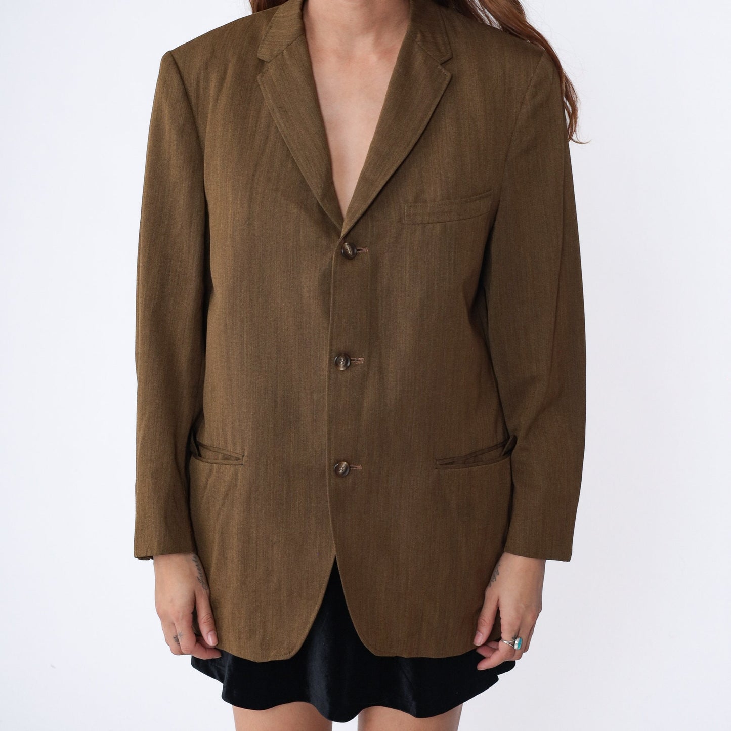 70s Brown Wool Blend Blazer Jacket Men's Medium