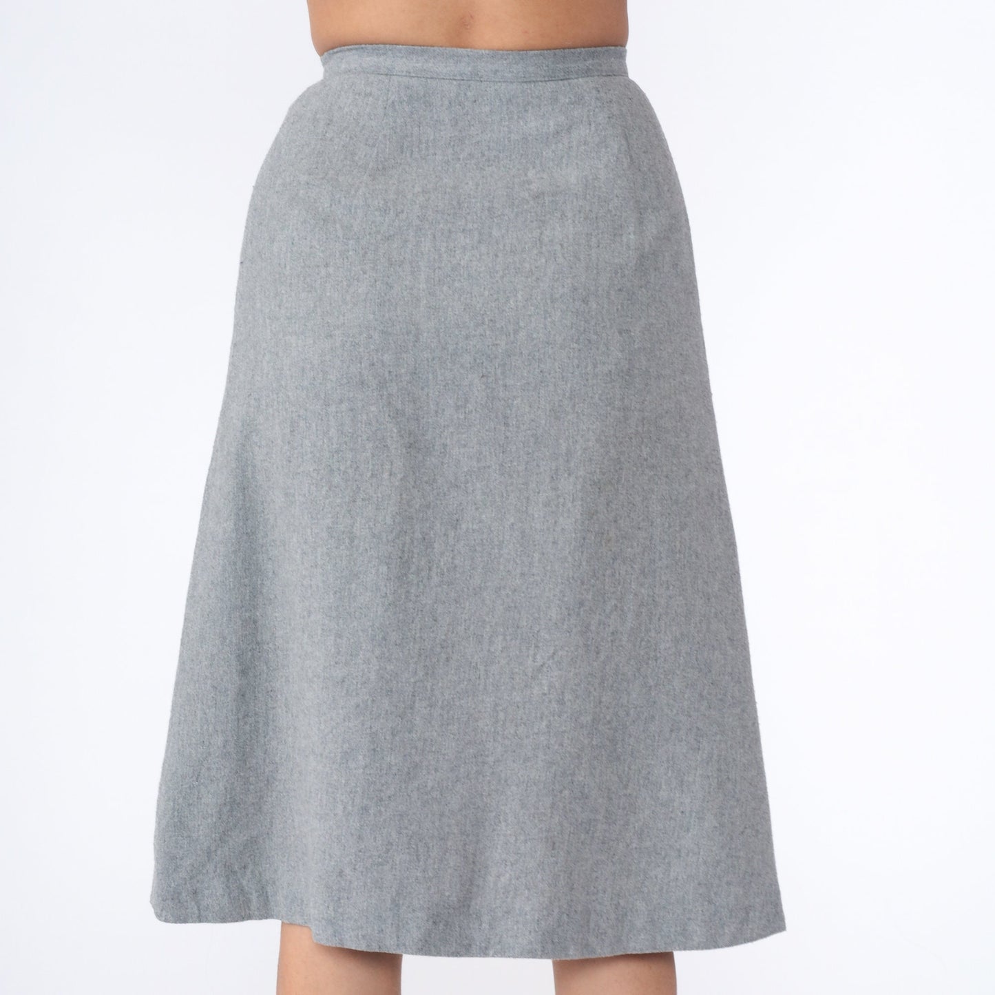 70s Bobbie Brooks Grey Midi Skirt Button Front High Waist Extra Small