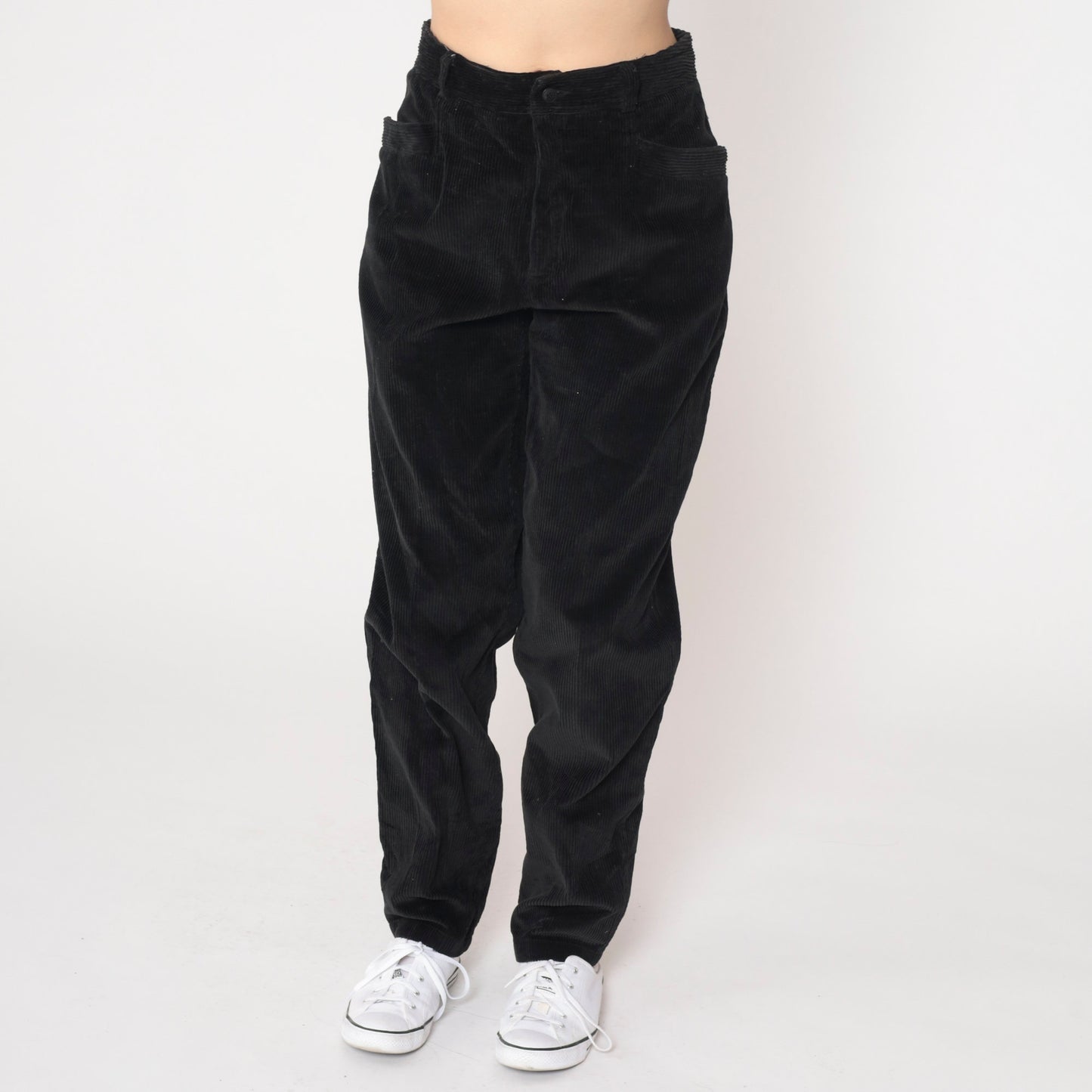 90s Liz Claiborne Black Corduroy Pants High Waist Tapered Small