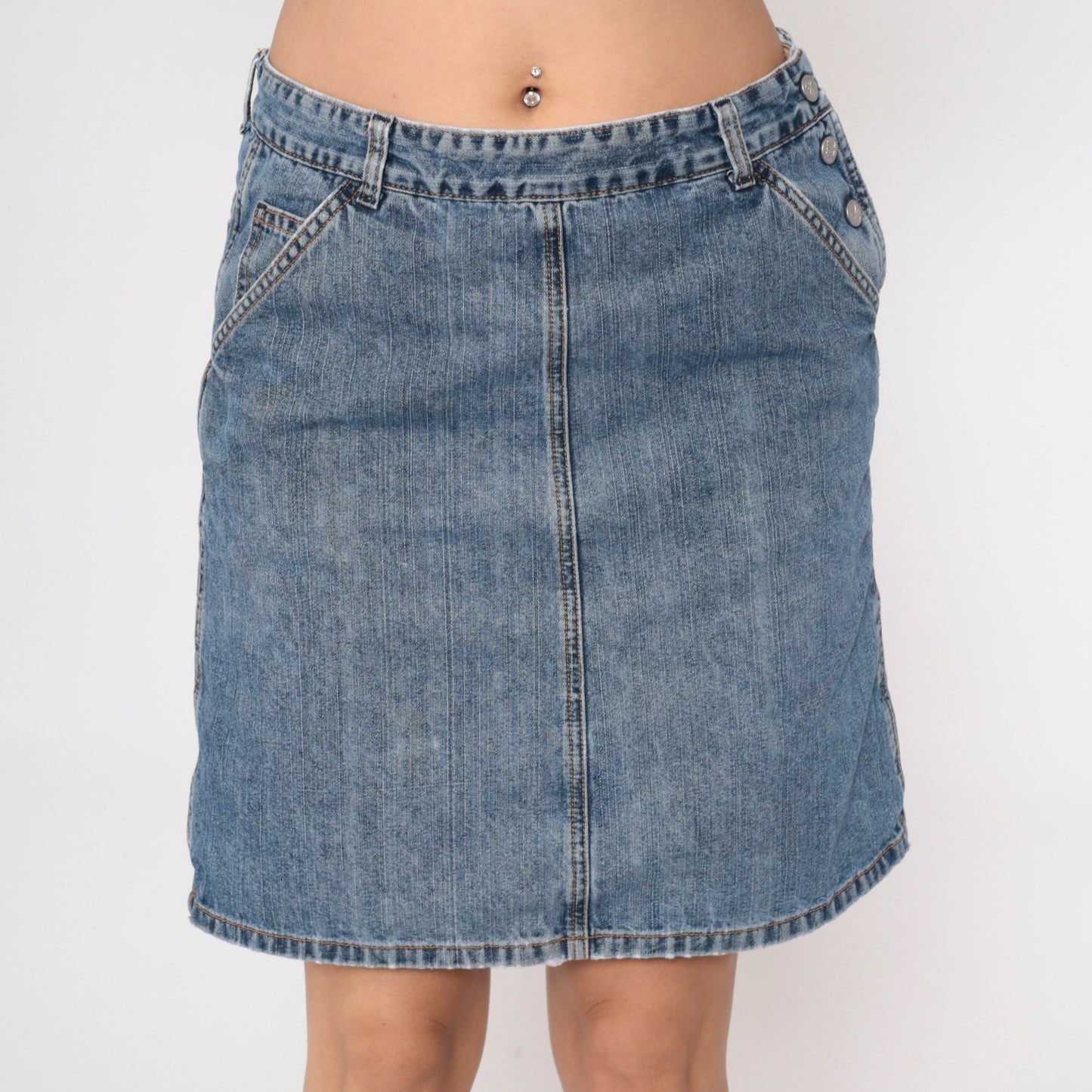 Calvin Klein Y2K Denim Mini Skirt Blue High Waist Pencil Medium 8