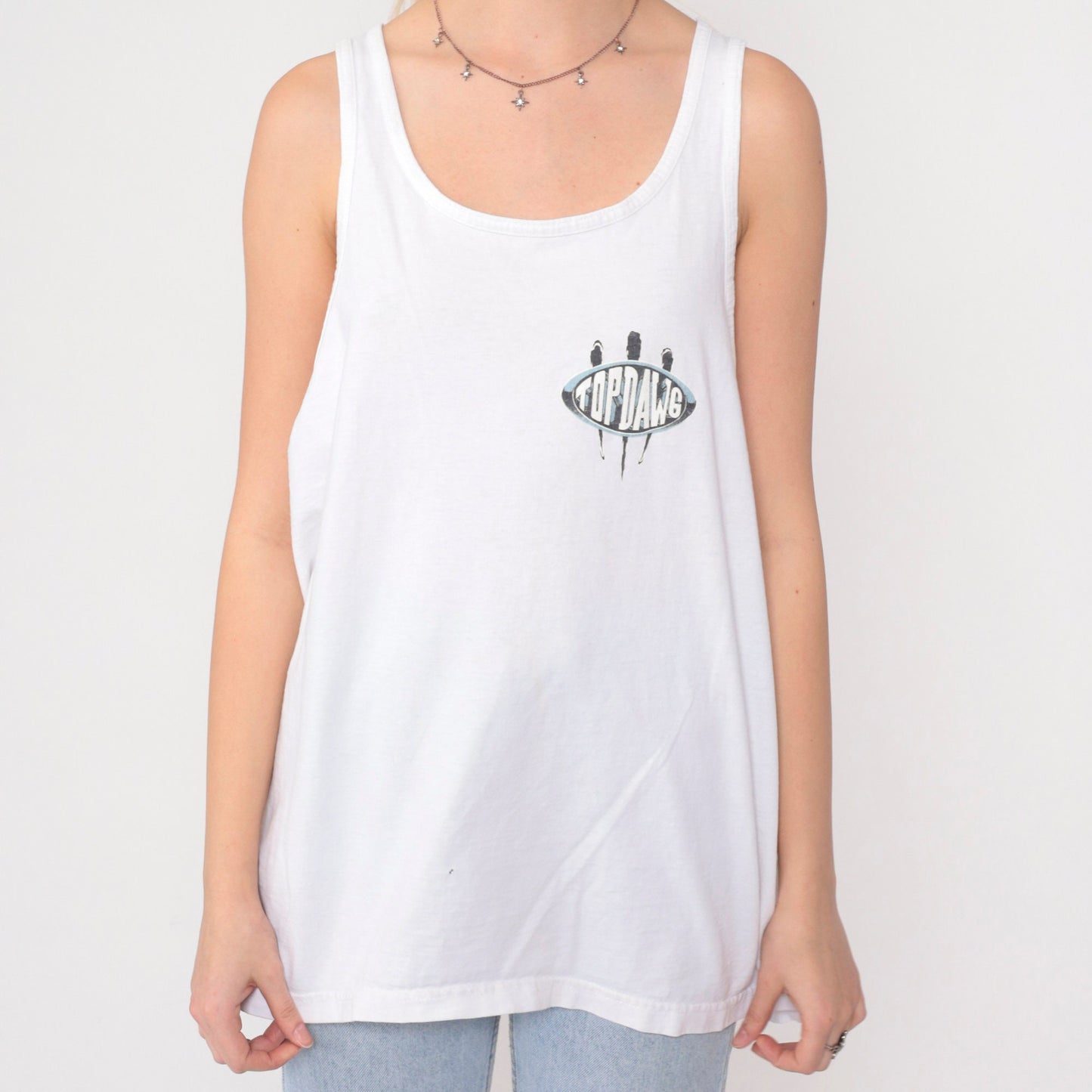 90s Top Dawg Basketball Tank Top American Staffordshire Terrier White Graphic Extra Large