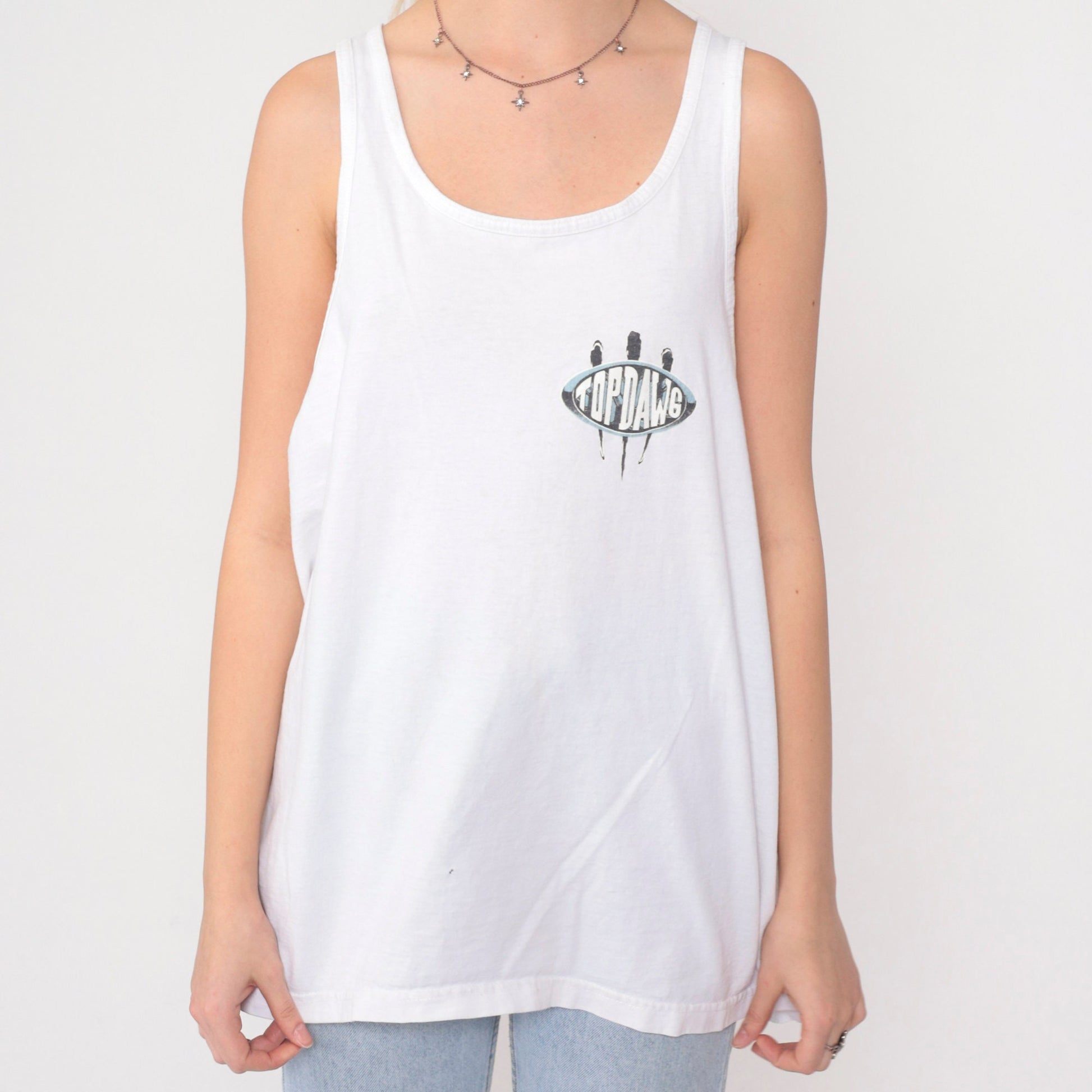 90s Top Dawg Basketball Tank Top American Staffordshire Terrier White Graphic Extra Large