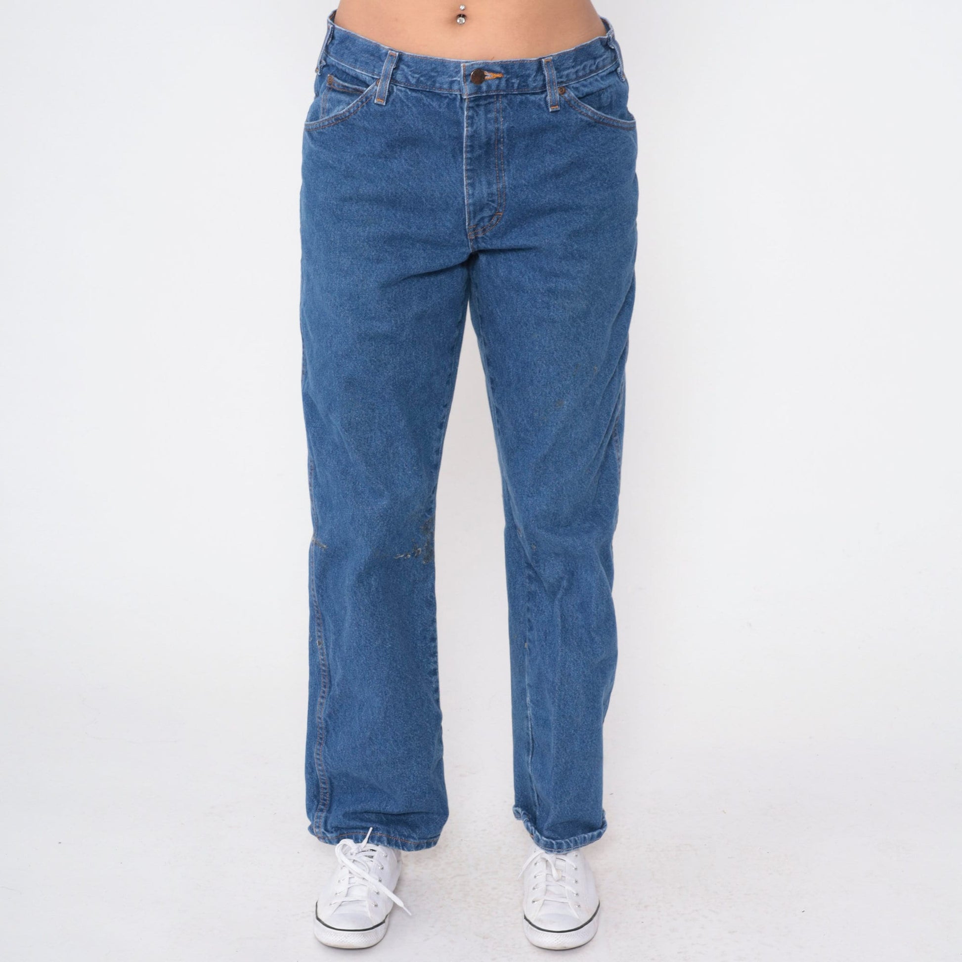 Y2K Dickies Jeans 34x32 High Rise Relaxed Straight Leg Blue Denim Men's