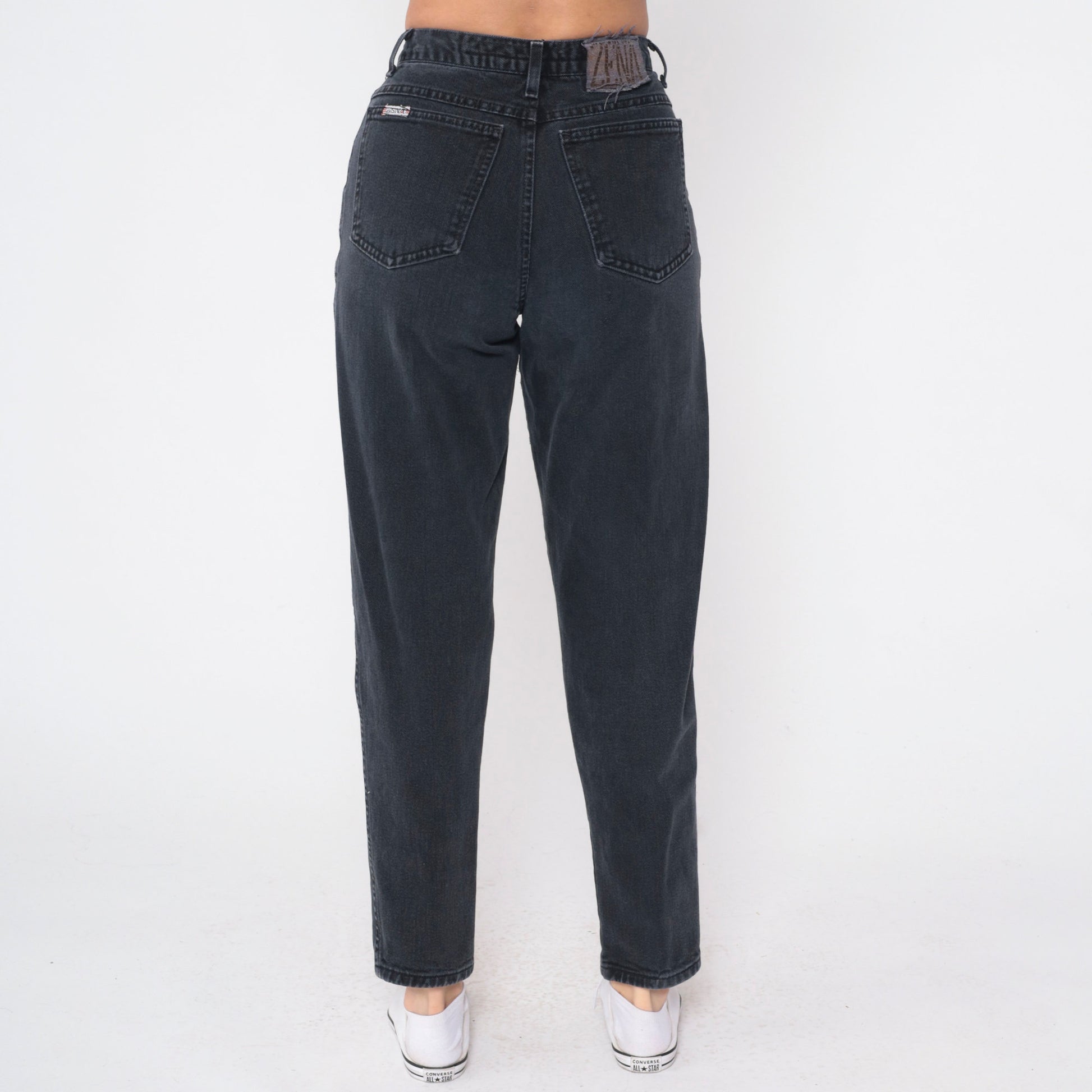 90s Zena High Rise Mom Jeans Faded Black Denim Small