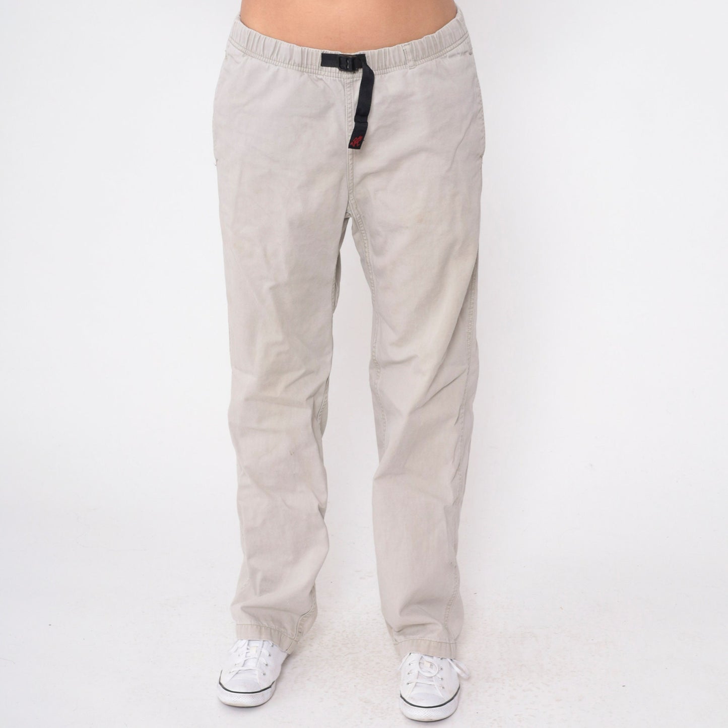 90s Gramicci Stone Grey Cotton Climbing Pants Drawstring Waist Medium