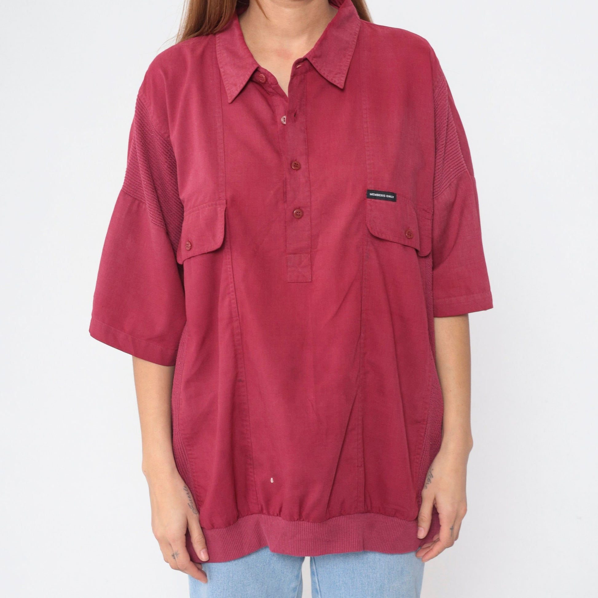 Members Only 80s Red Polo Shirt Banded Hem Short Sleeve XXL