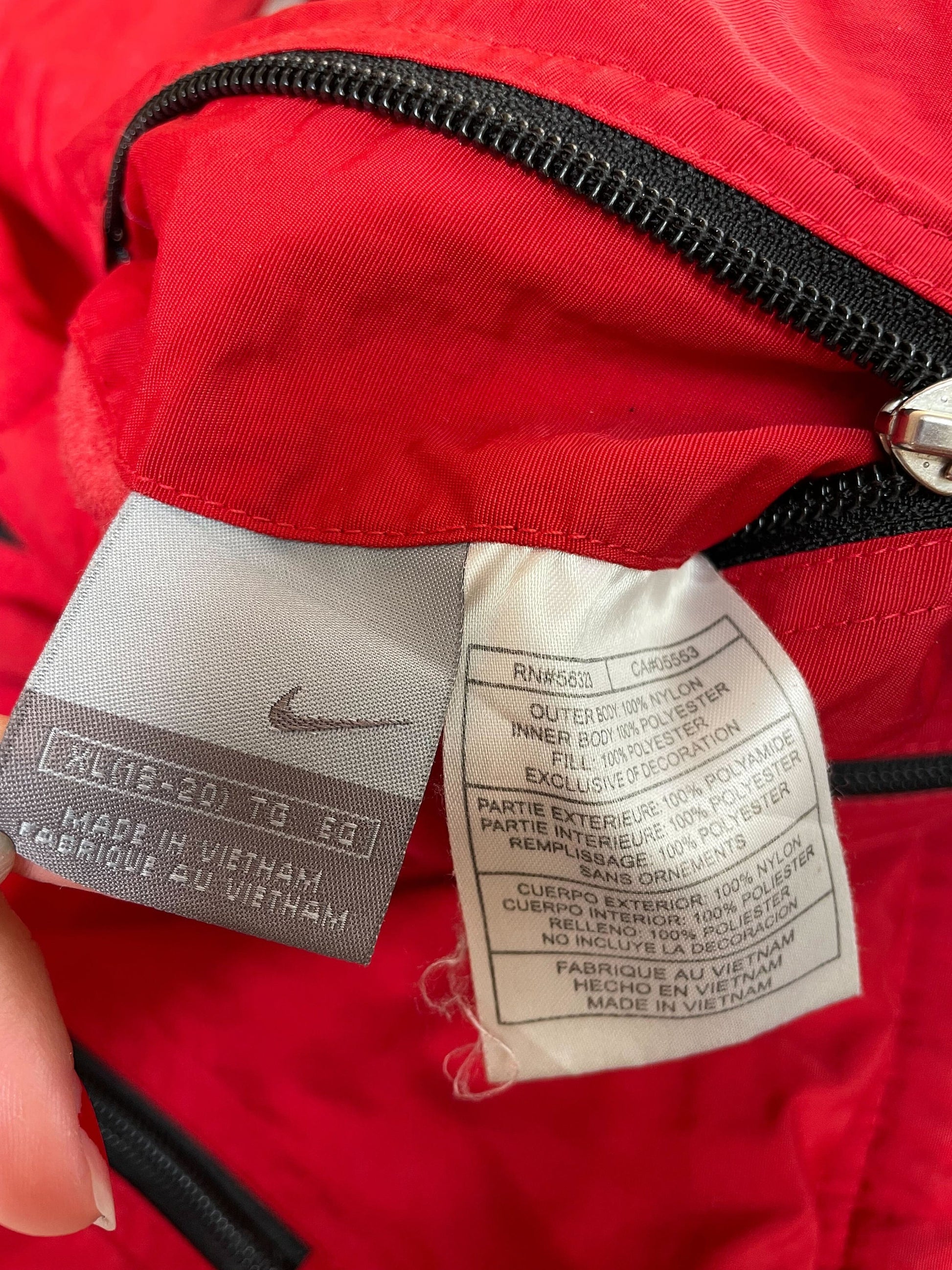 00s Nike Reversible Hooded Windbreaker Jacket Red Grey Nylon Fleece Extra Large
