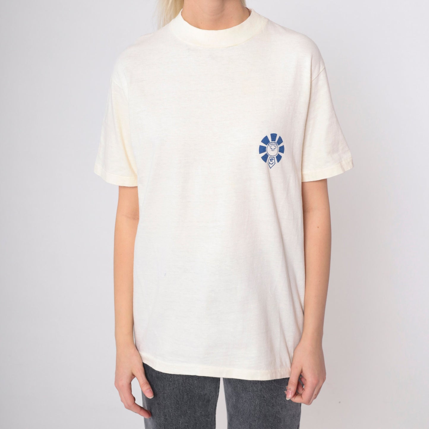 80s Japanese Shogun Graphic T-Shirt Sansei Creations Off-White Single Stitch Small