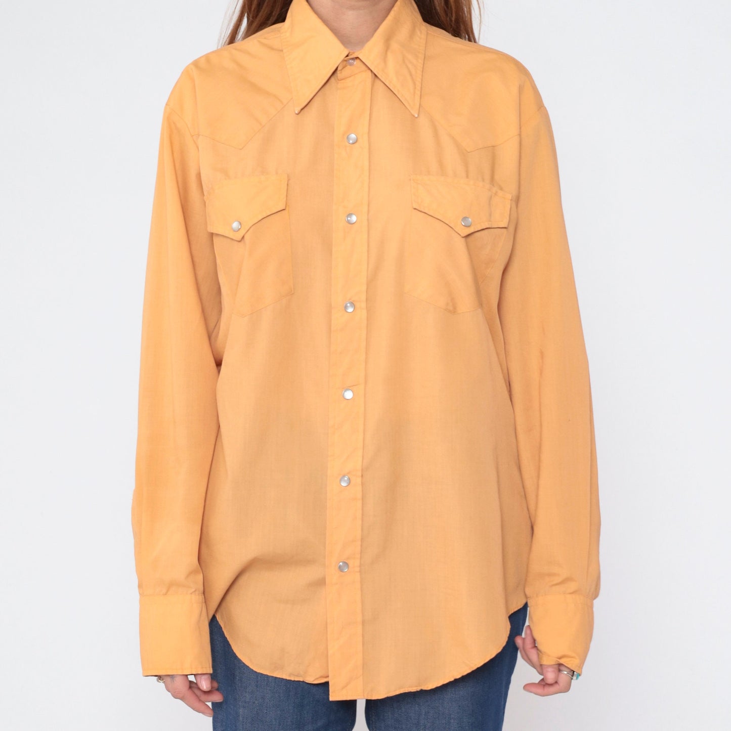 80s Ely Plains Western Shirt Tan Pearl Snap Long Sleeve Extra Extra Large XXL