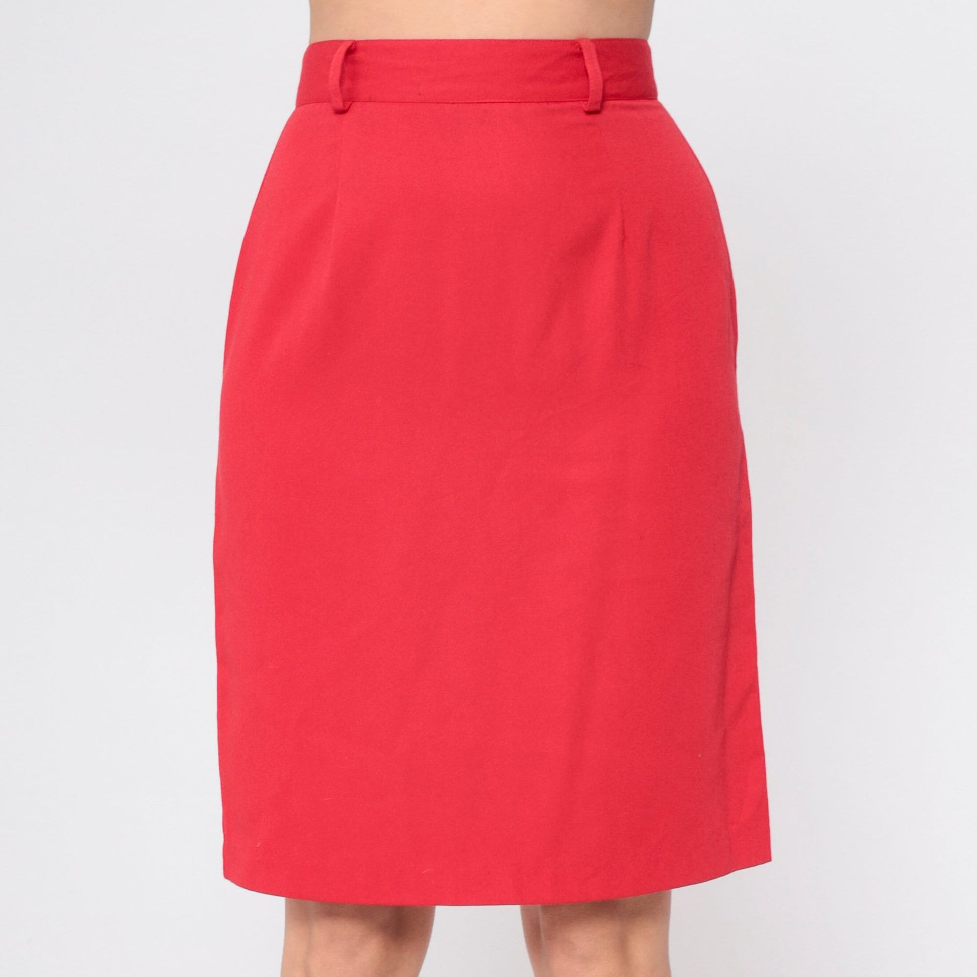 80s Bobbie Brooks Red Mini Pencil Skirt High Waisted Straight Cut Medium