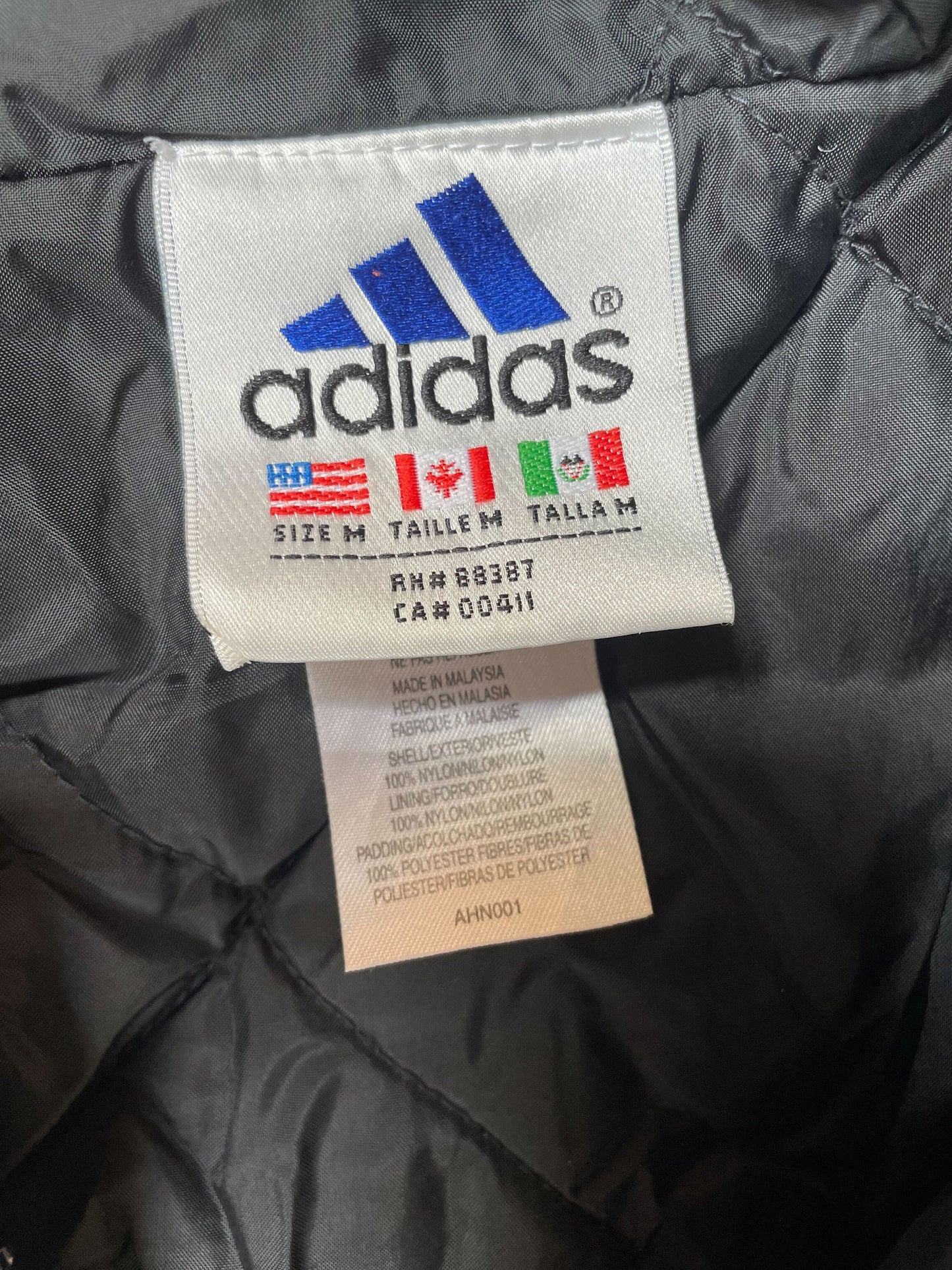 90s Adidas Hooded Windbreaker Black White Striped Nylon Jacket Medium
