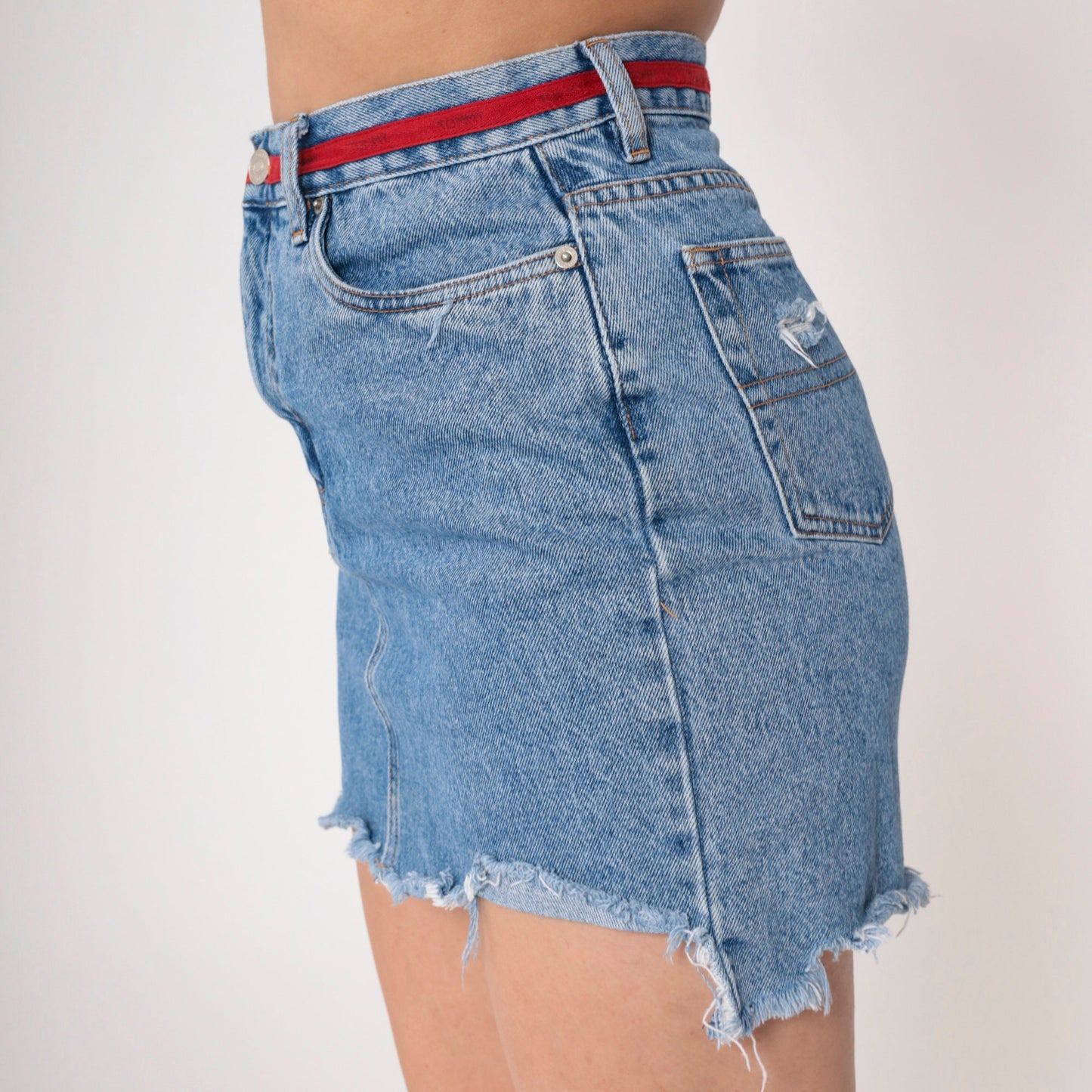 Tommy Hilfiger Y2K Denim Mini Skirt Blue High-Waisted Cutoff Small 6