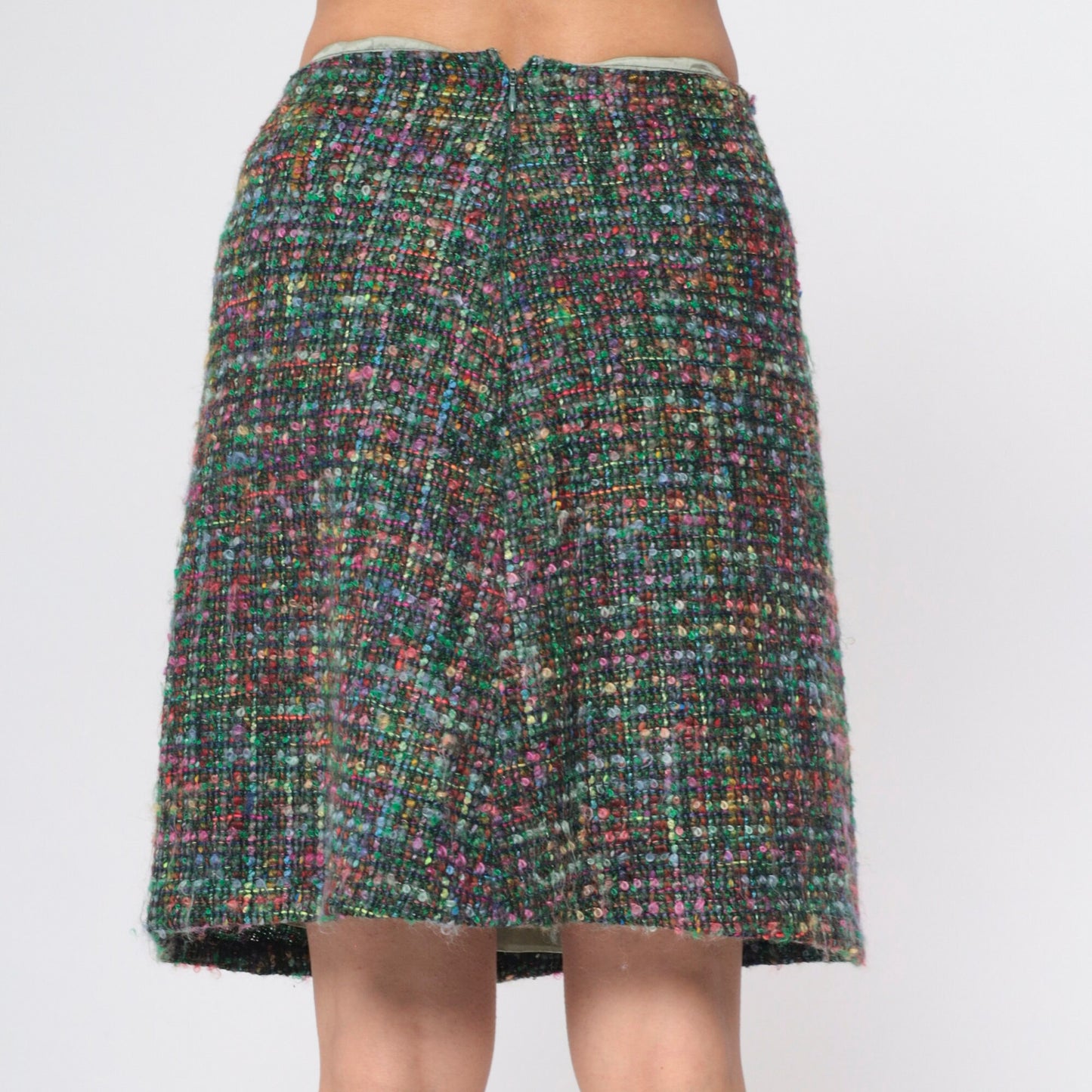 70s Multicolor Tweed Two Piece Suit Jacket and Pencil Skirt Set Medium M