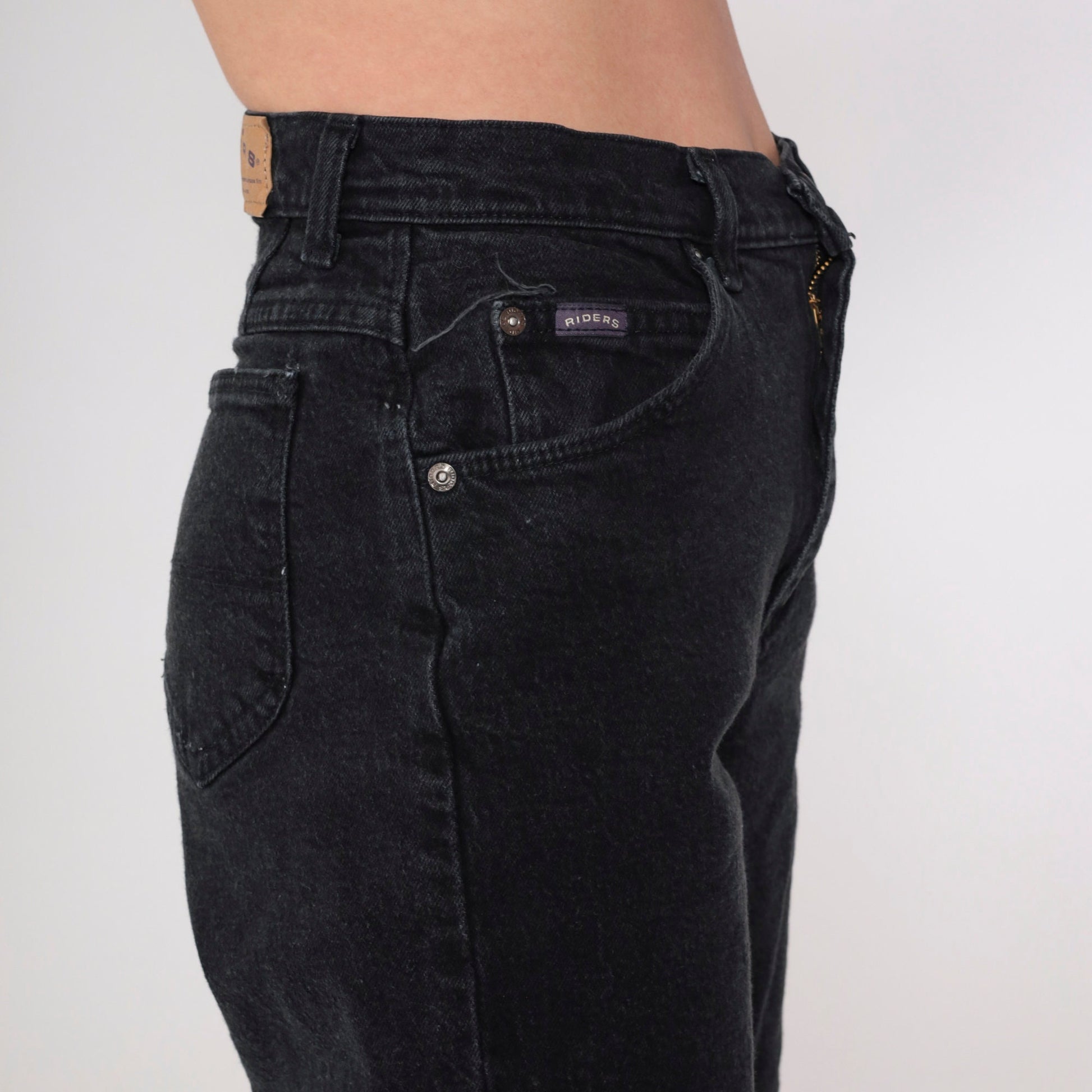 90s Riders Black High-Rise Tapered Jeans Y2K Denim Small 6