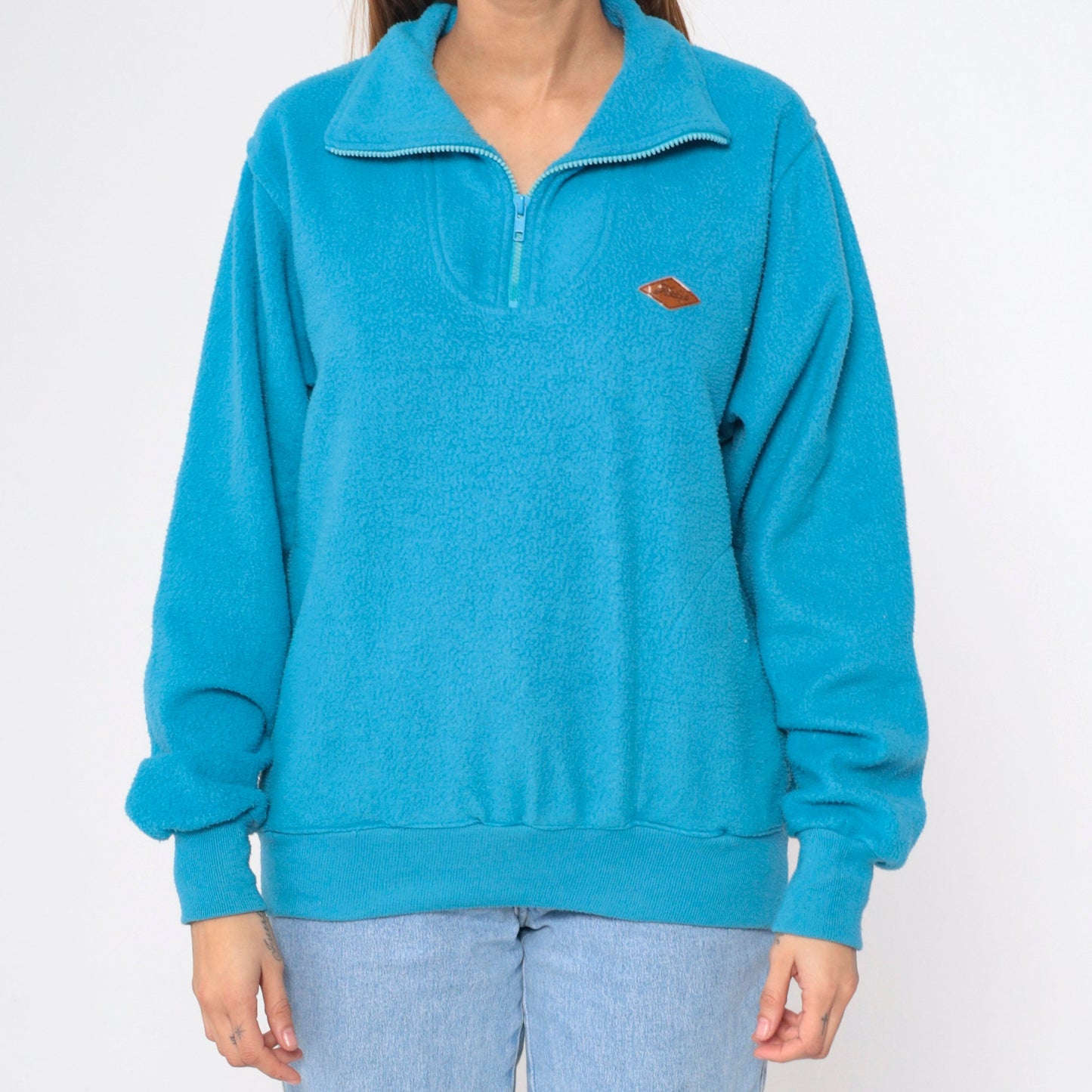 90s Hobie Quarter Zip Fleece Sweatshirt Blue Pullover Men's Medium